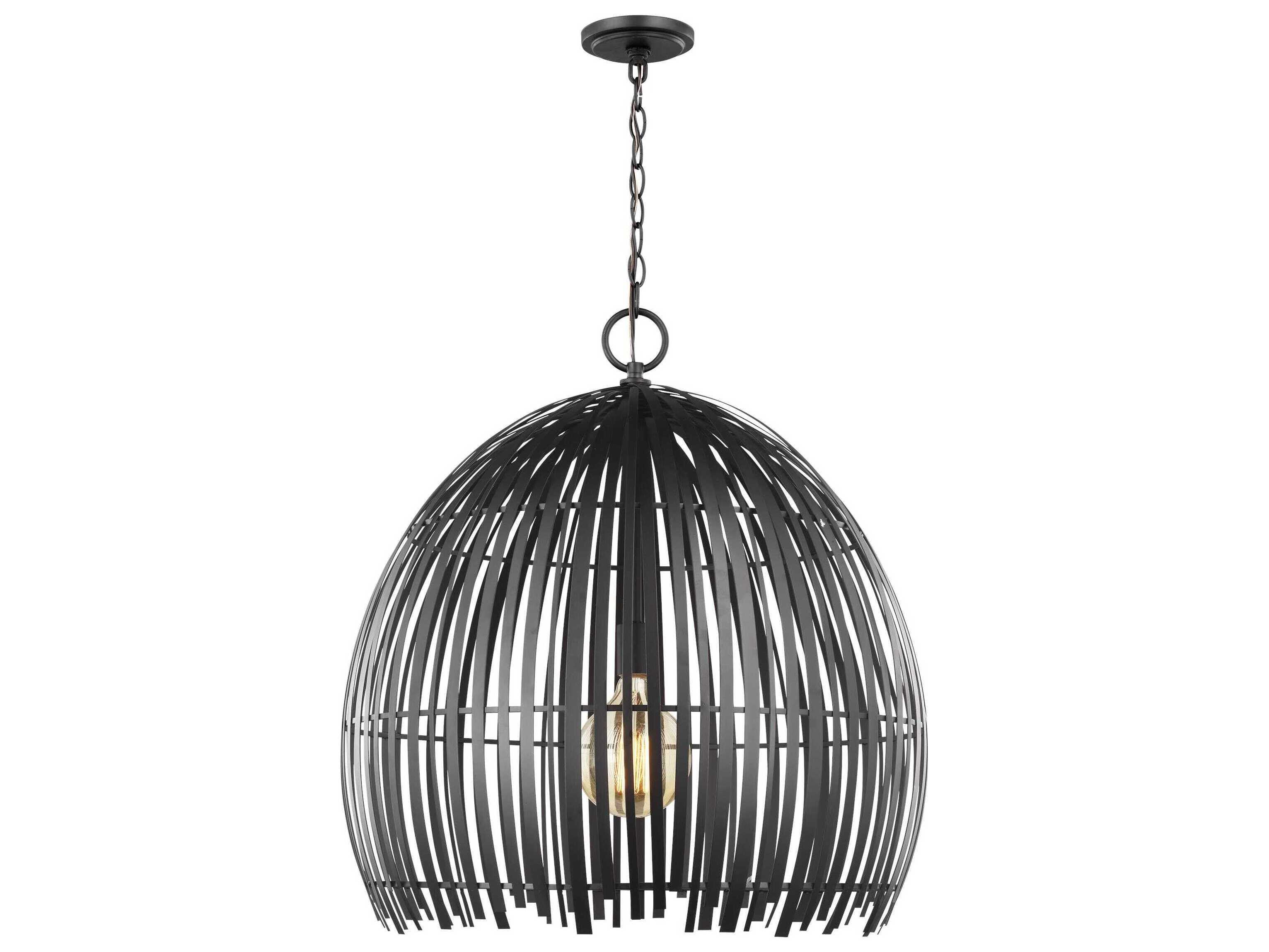 Visual Comfort Studio Hanalei 1-Light Midnight Black Dome Pendant