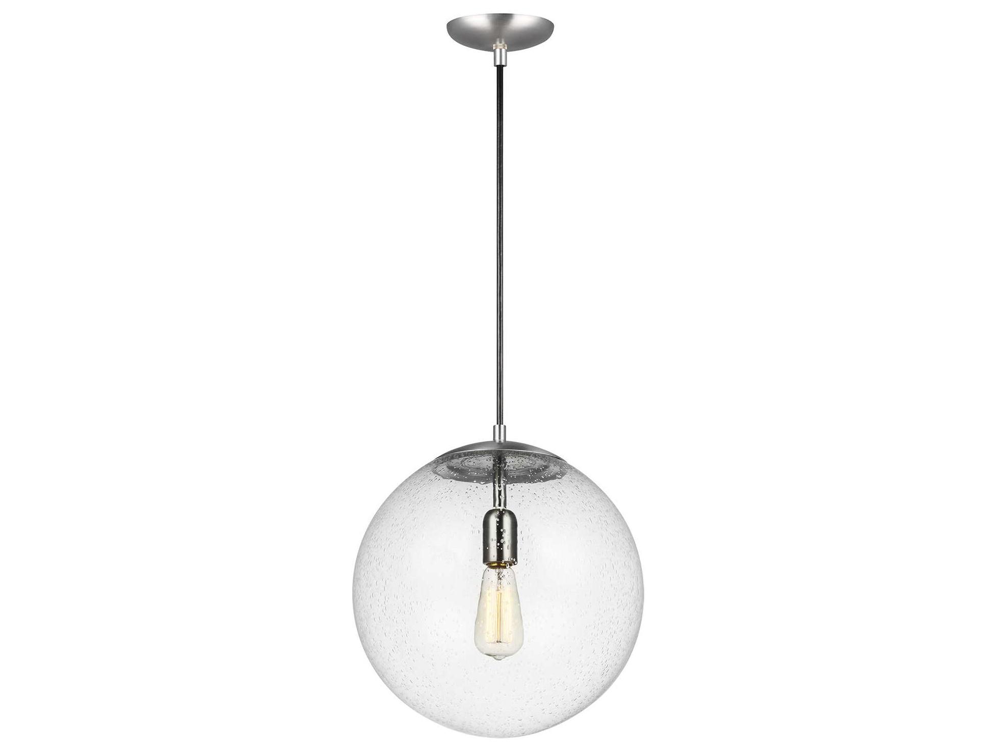 Visual Comfort Studio Leo 1-Light Satin Aluminum Silver Globe Pendant