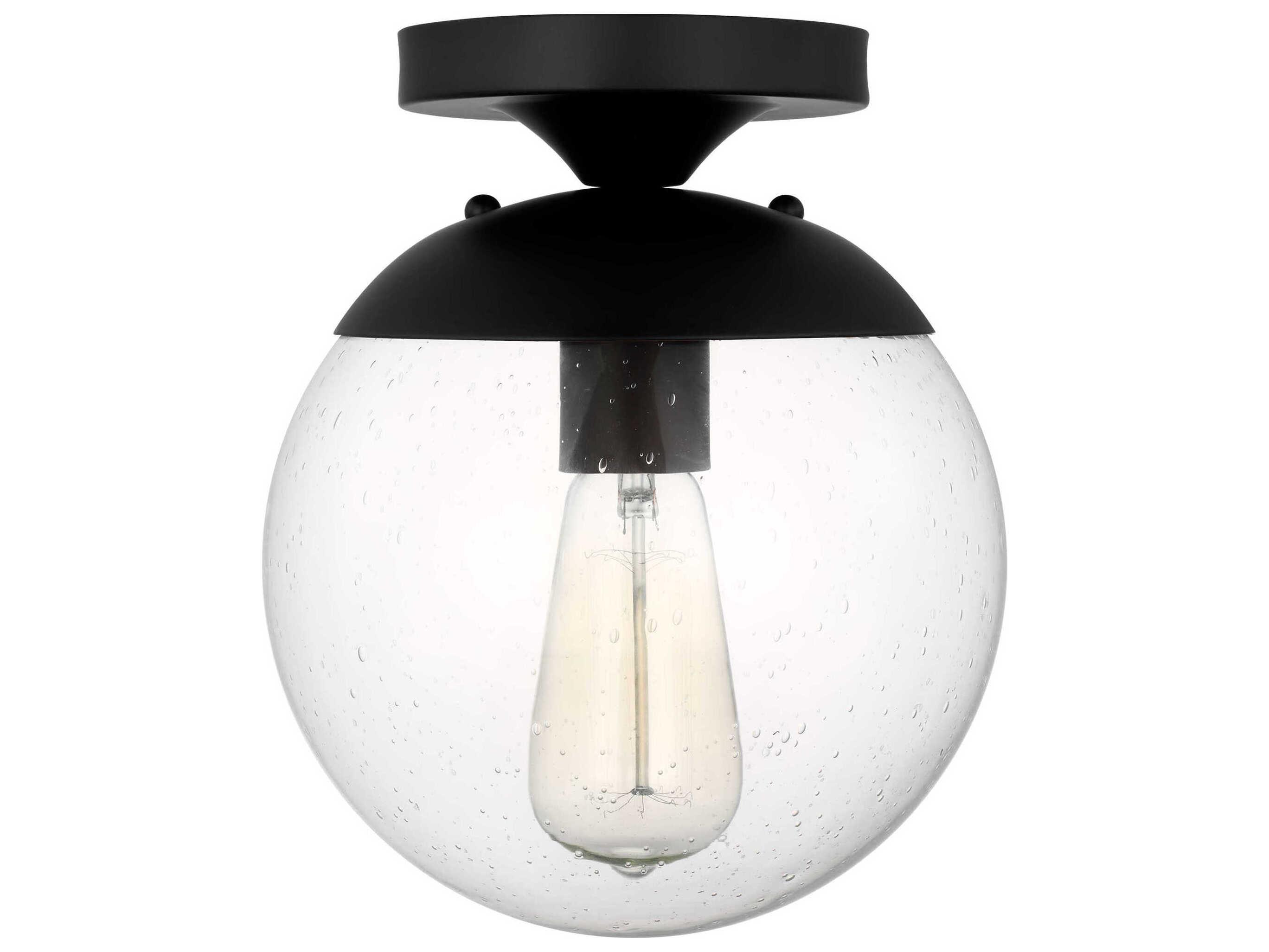 Visual Comfort Studio Leo 1-Light Midnight Black Globe Semi Flush Mount