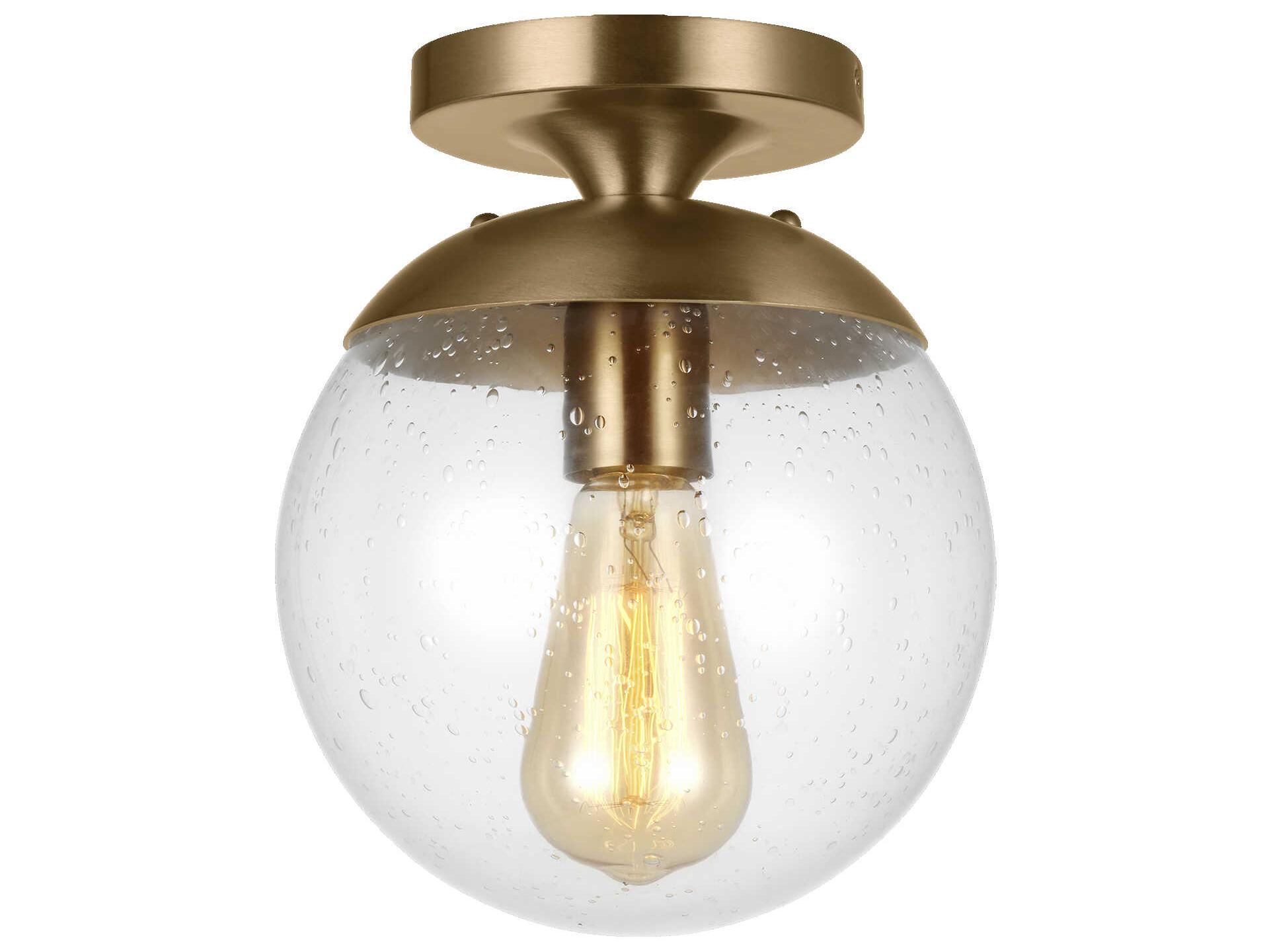 Visual Comfort Studio Leo 1-Light Satin Brass Globe Semi Flush Mount