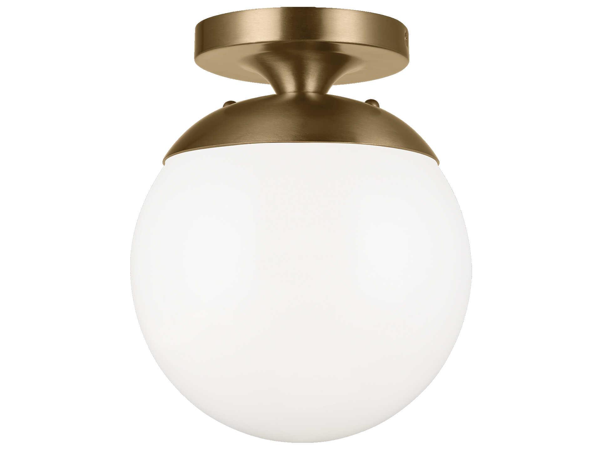 Visual Comfort Studio Leo 1-Light Satin Brass Globe Semi Flush Mount