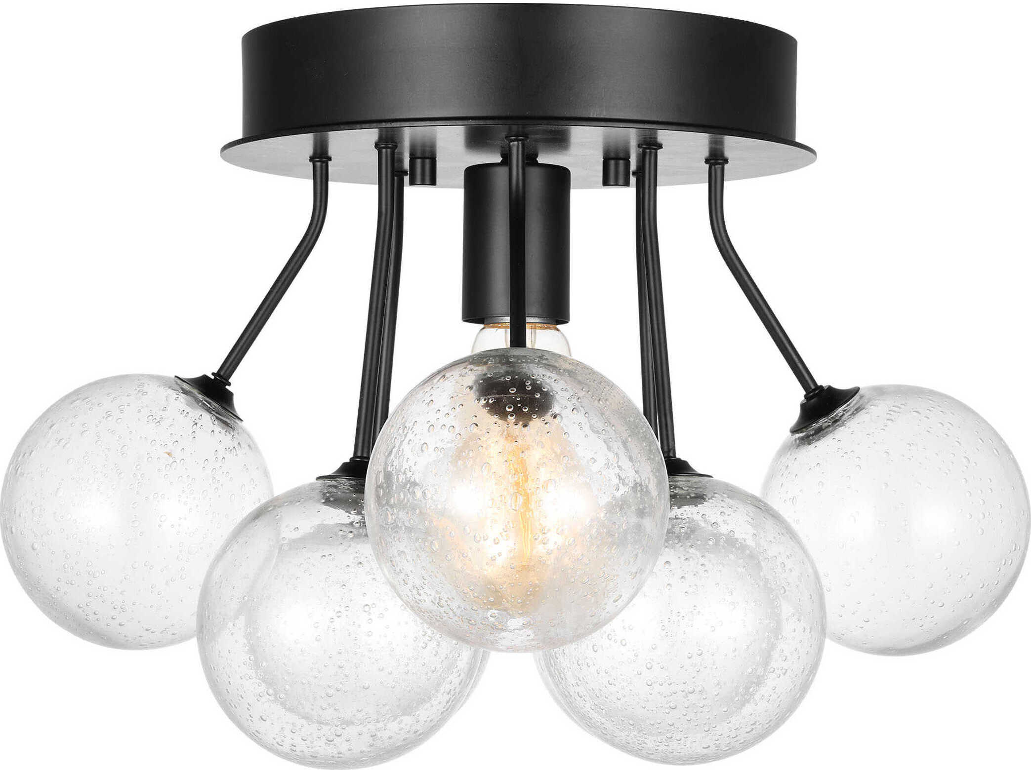 Visual Comfort Studio Bronzeville 1-Light Midnight Black Globe Semi Flush Mount