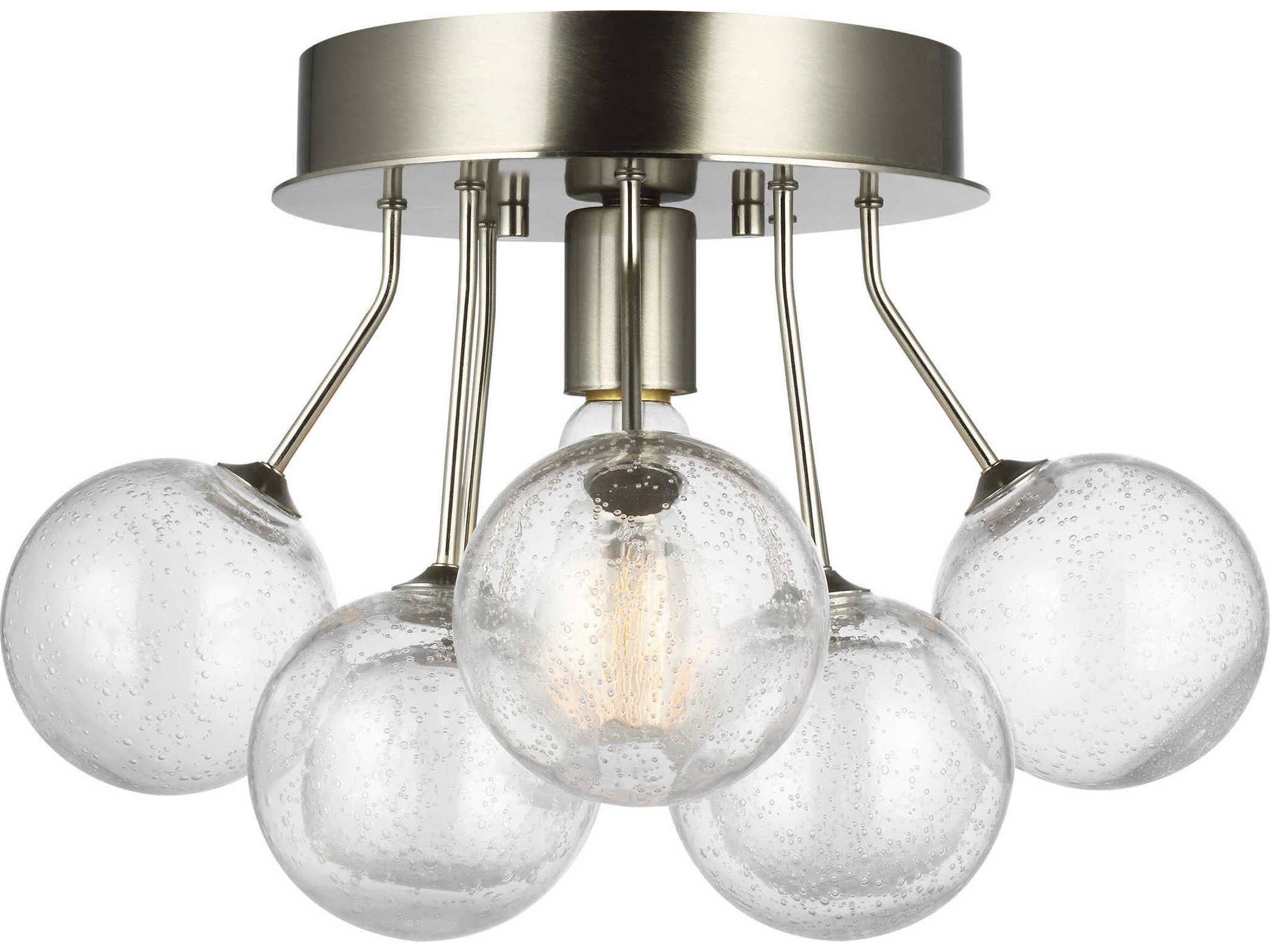 Visual Comfort Studio Bronzeville 1-Light Brushed Nickel Globe Semi Flush Mount