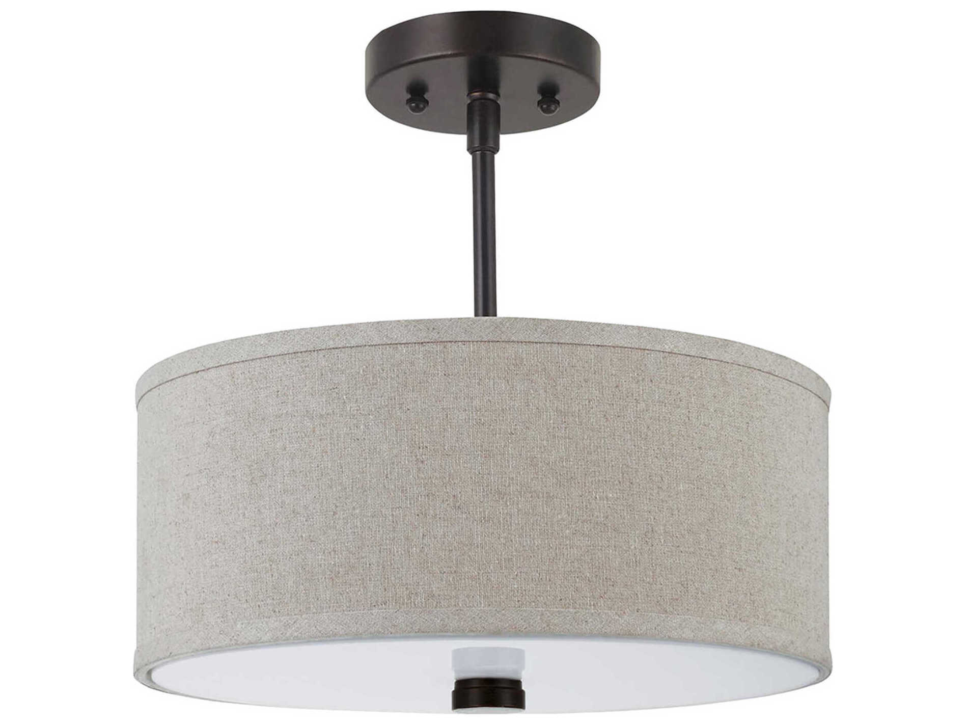 Visual Comfort Studio Dayna 2-Light Bronze Drum Semi Flush Mount