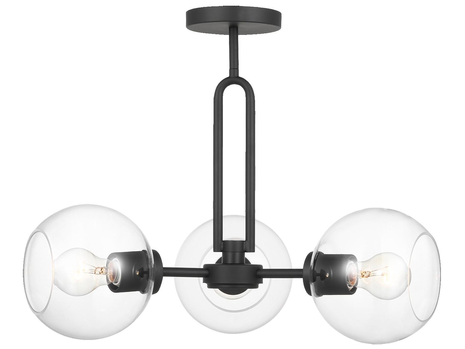Visual Comfort Studio Codyn 3-Light Midnight Black Globe Semi Flush Mount