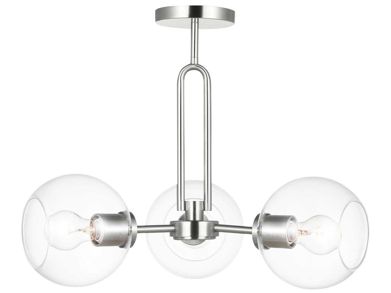 Visual Comfort Studio Codyn 3-Light Brushed Nickel Globe Semi Flush Mount