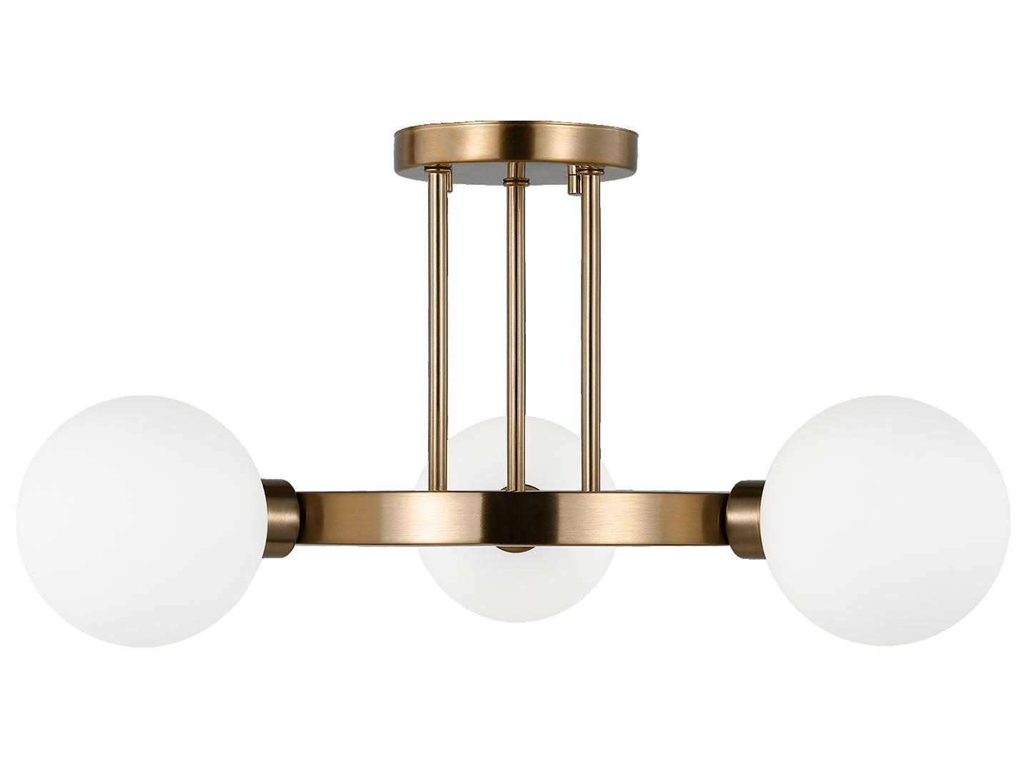 Visual Comfort Studio Clybourn 3-Light Satin Brass Globe Semi Flush Mount