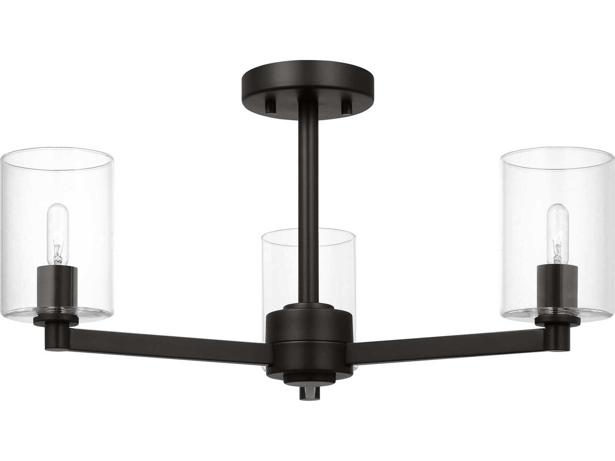 Visual Comfort Studio Fullton 3-Light Midnight Black Cylinder Semi Flush Mount