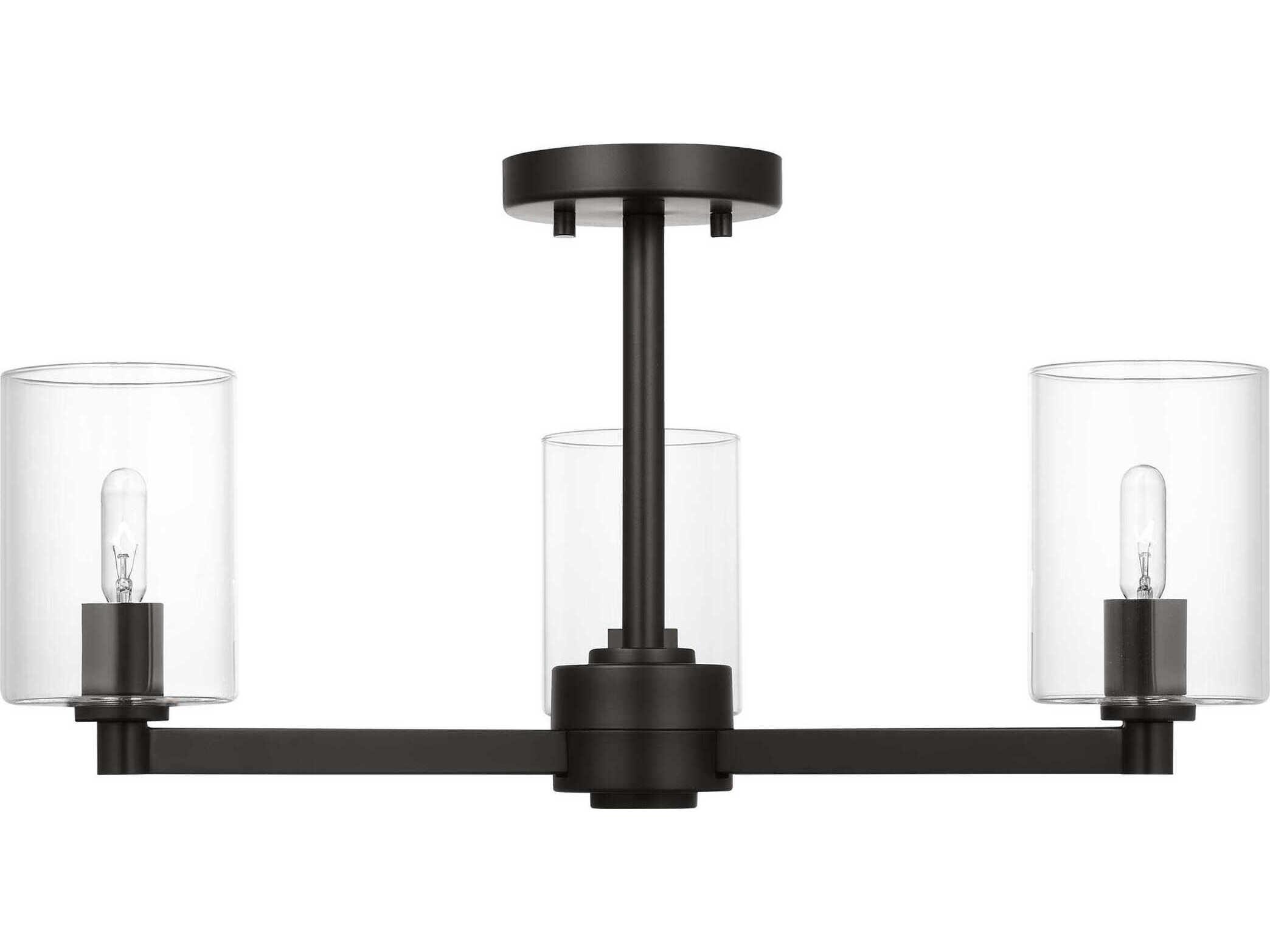 Visual Comfort Studio Fullton 3-Light Midnight Black Cylinder Semi Flush Mount