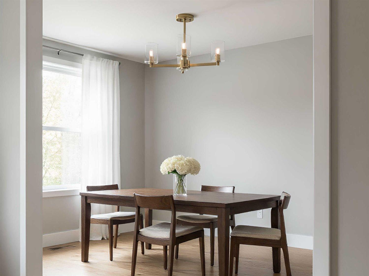 Visual Comfort Studio Fullton 3-Light Satin Brass Cylinder Semi Flush Mount