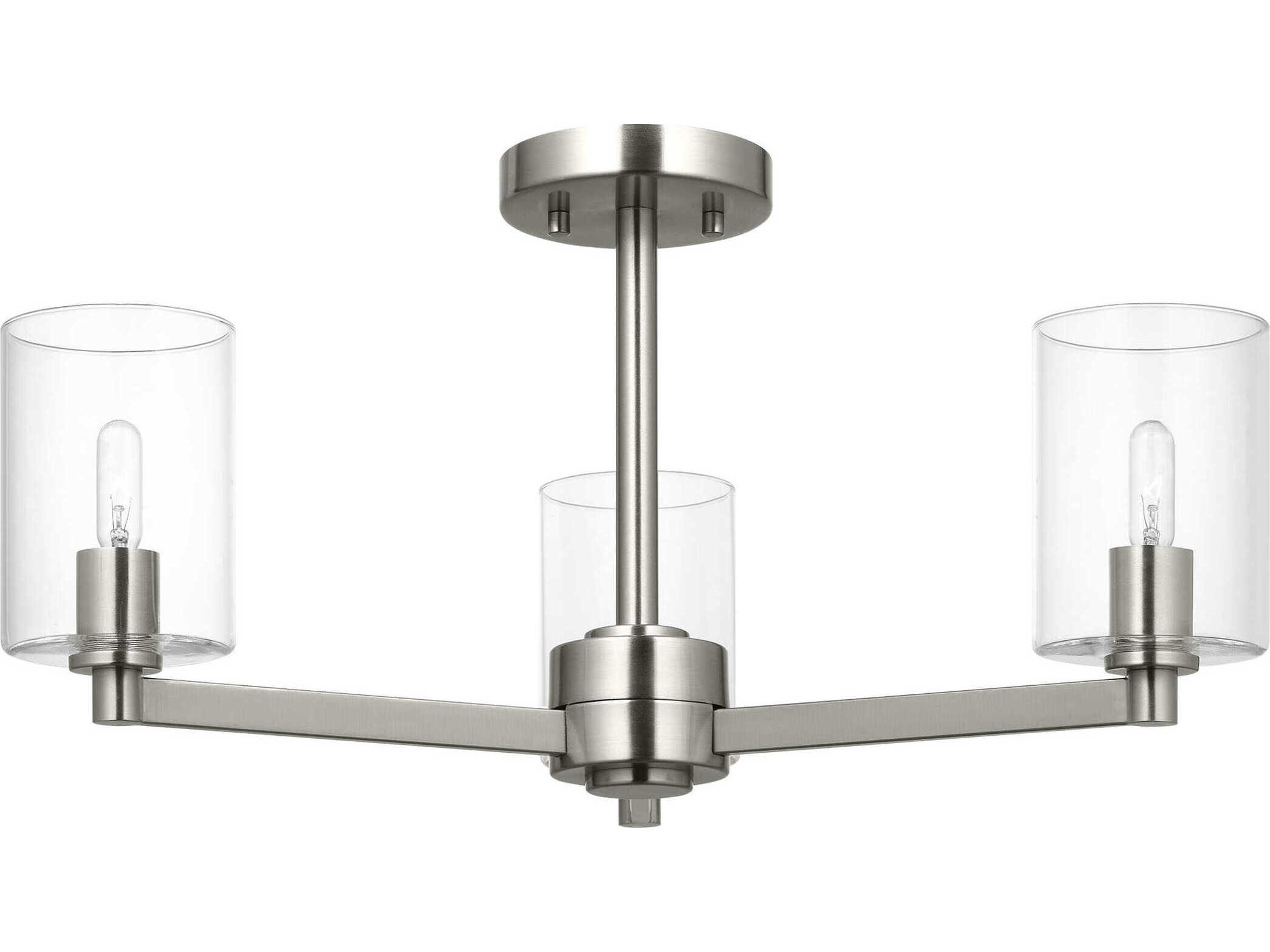 Visual Comfort Studio Fullton 3-Light Brushed Nickel Cylinder Semi Flush Mount