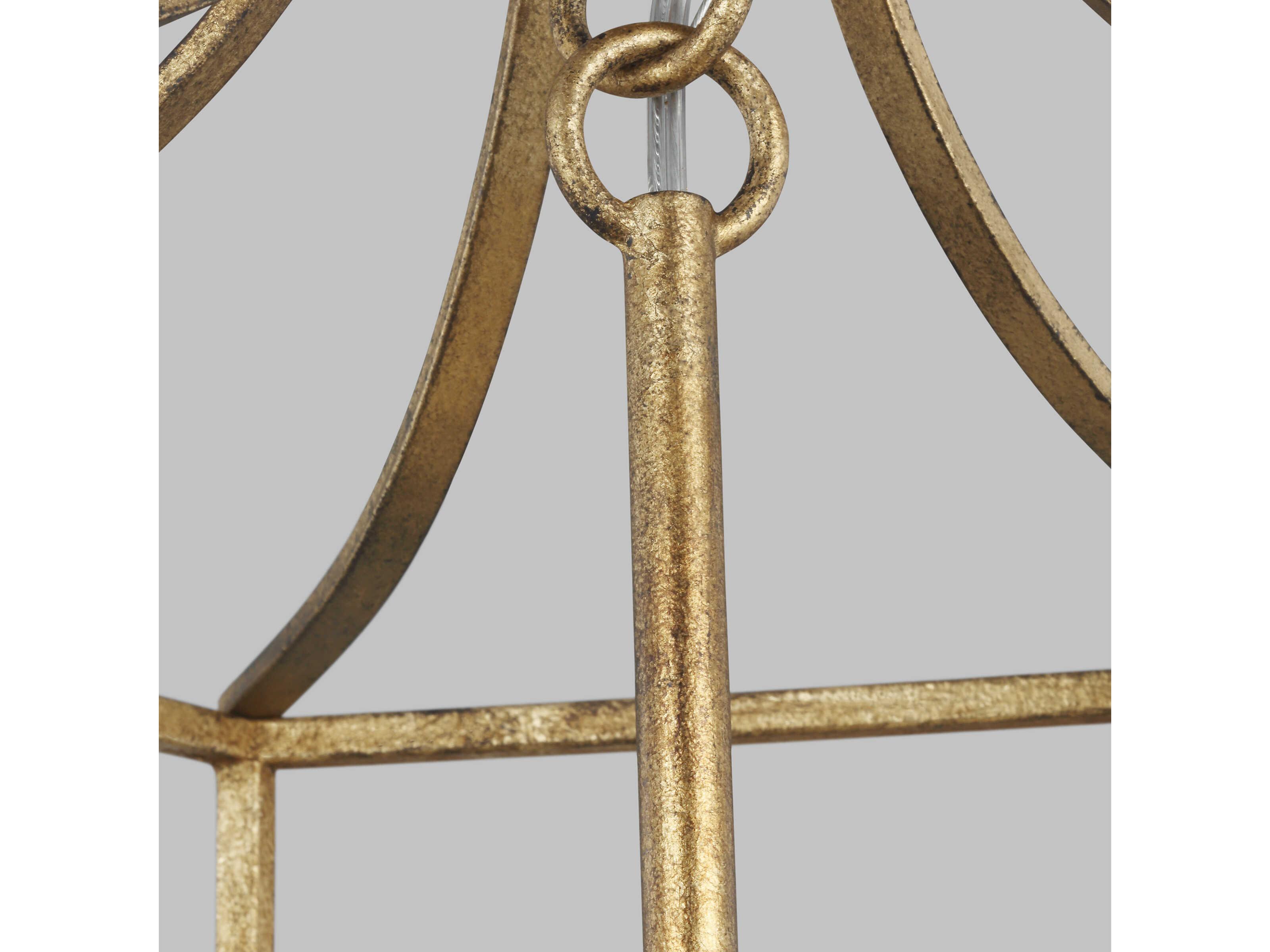 Visual Comfort Studio Bantry House 4-Light Antique Gild Gold Candelabra Lantern Chandelier