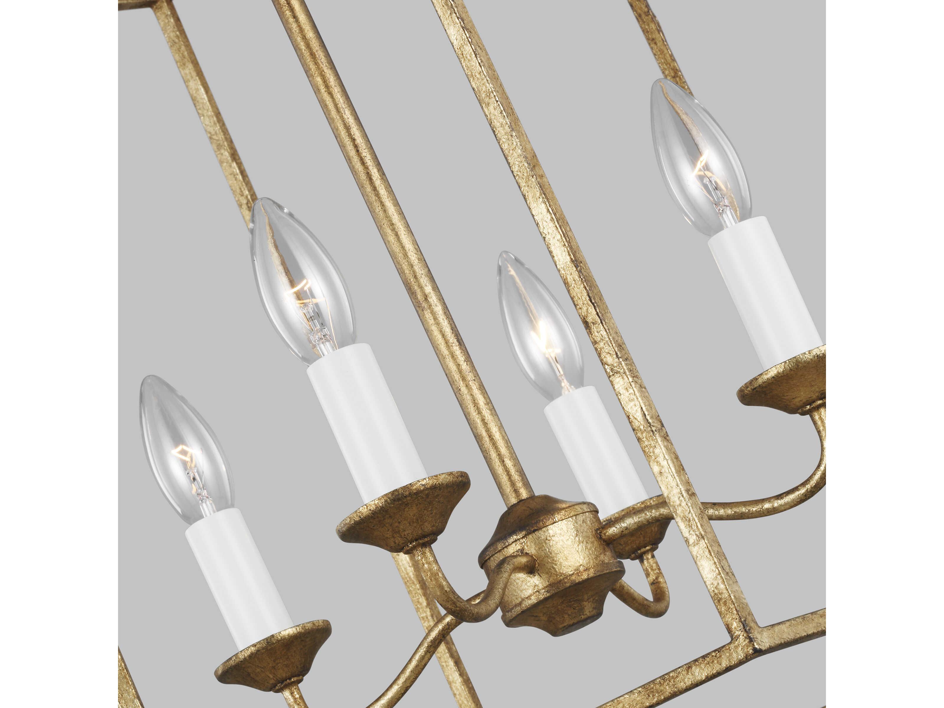 Visual Comfort Studio Bantry House 4-Light Antique Gild Gold Candelabra Lantern Chandelier