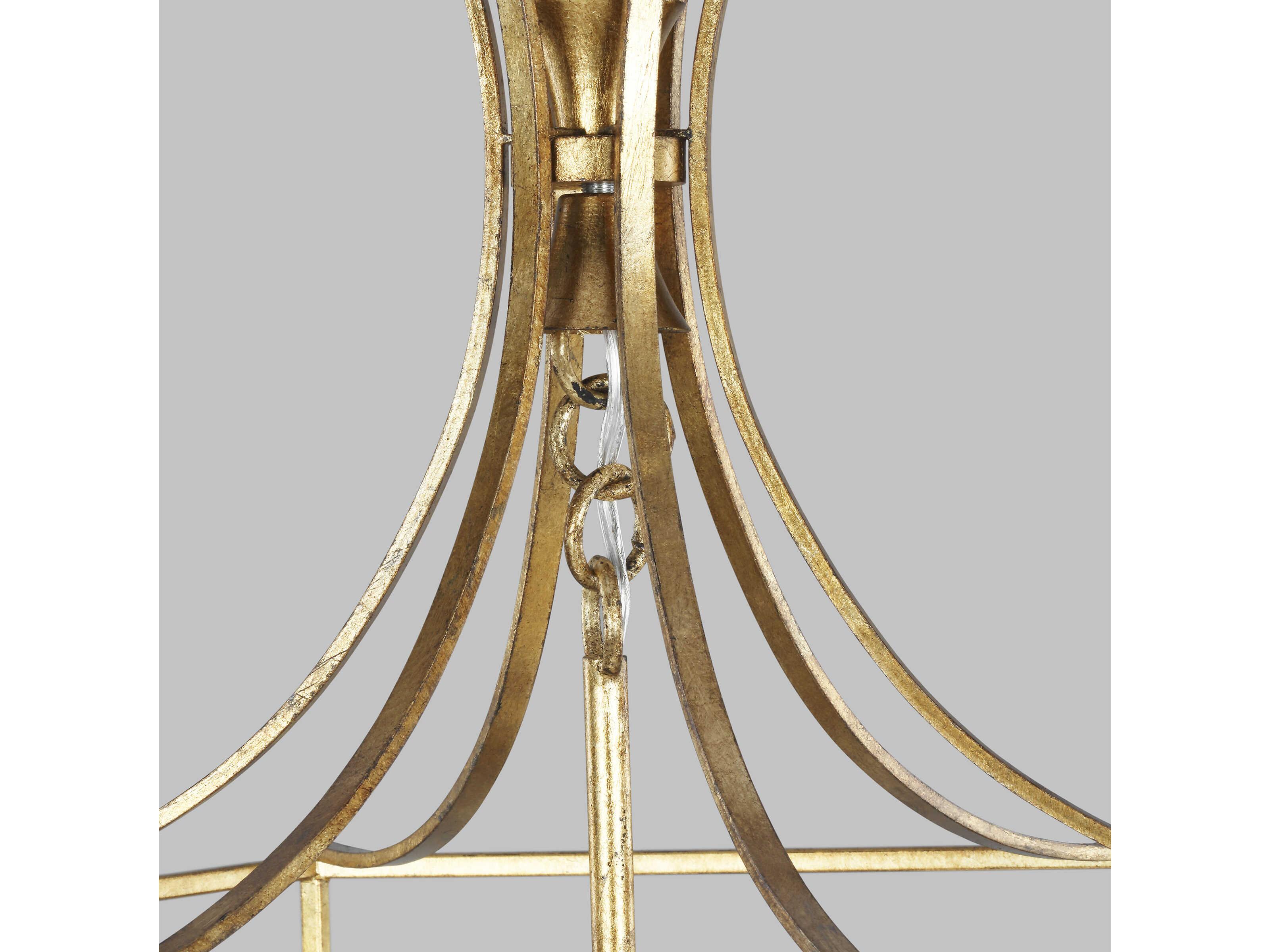 Visual Comfort Studio Bantry House 4-Light Antique Gild Gold Candelabra Lantern Chandelier