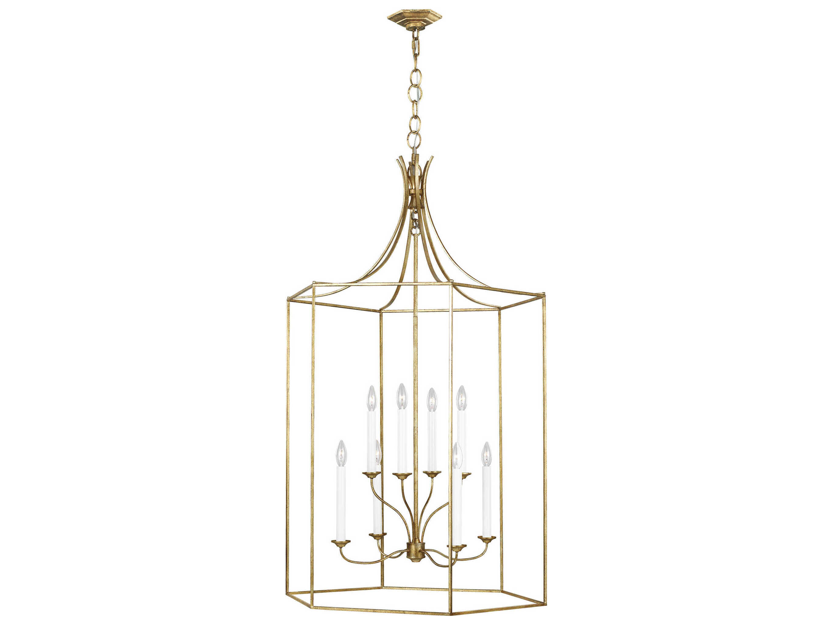 Visual Comfort Studio Bantry House 8-Light Antique Gild Gold Candelabra Lantern Tiered Chandelier