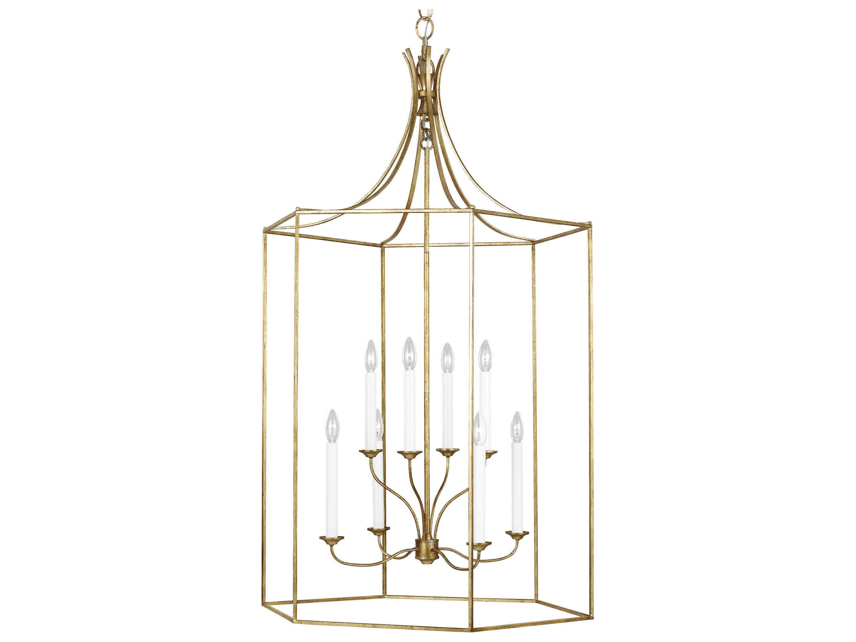 Visual Comfort Studio Bantry House 8-Light Antique Gild Gold Candelabra Lantern Tiered Chandelier