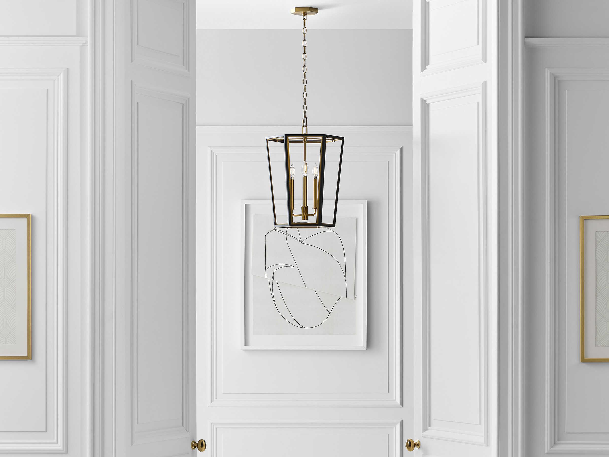 Visual Comfort Studio Curt 3-Light Midnight Black Lantern Chandelier