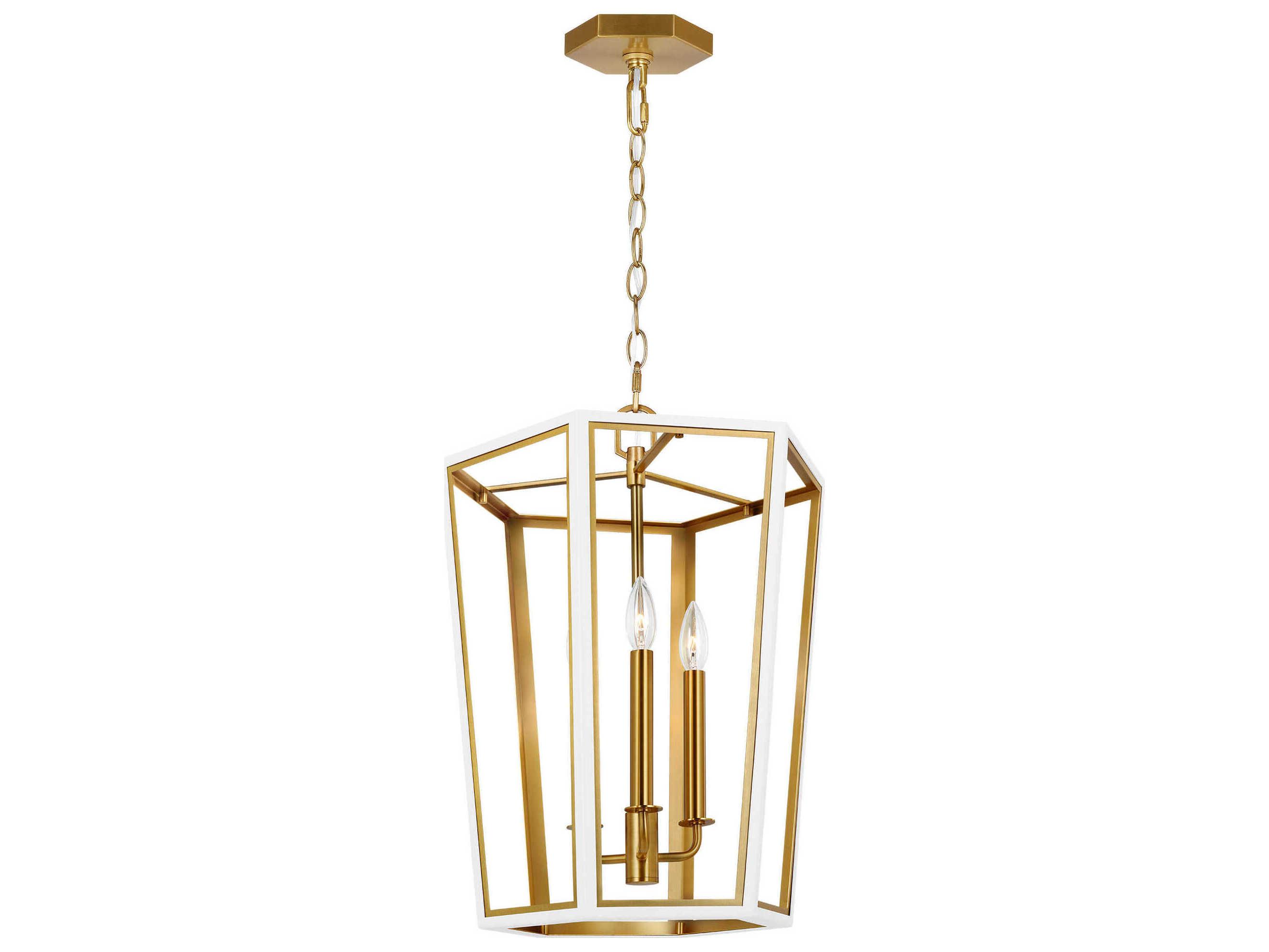 Visual Comfort Studio Curt 3-Light Matte White Lantern Chandelier