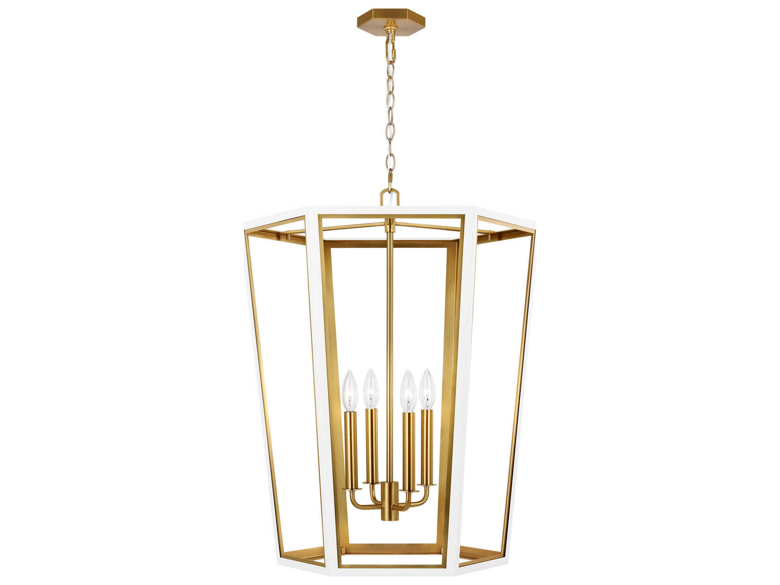 Visual Comfort Studio Curt 4-Light Matte White Lantern Chandelier