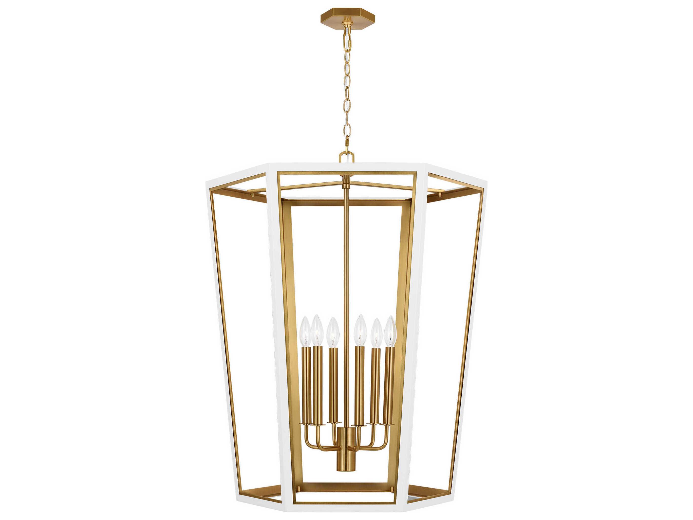 Visual Comfort Studio Curt 6-Light Matte White Lantern Chandelier