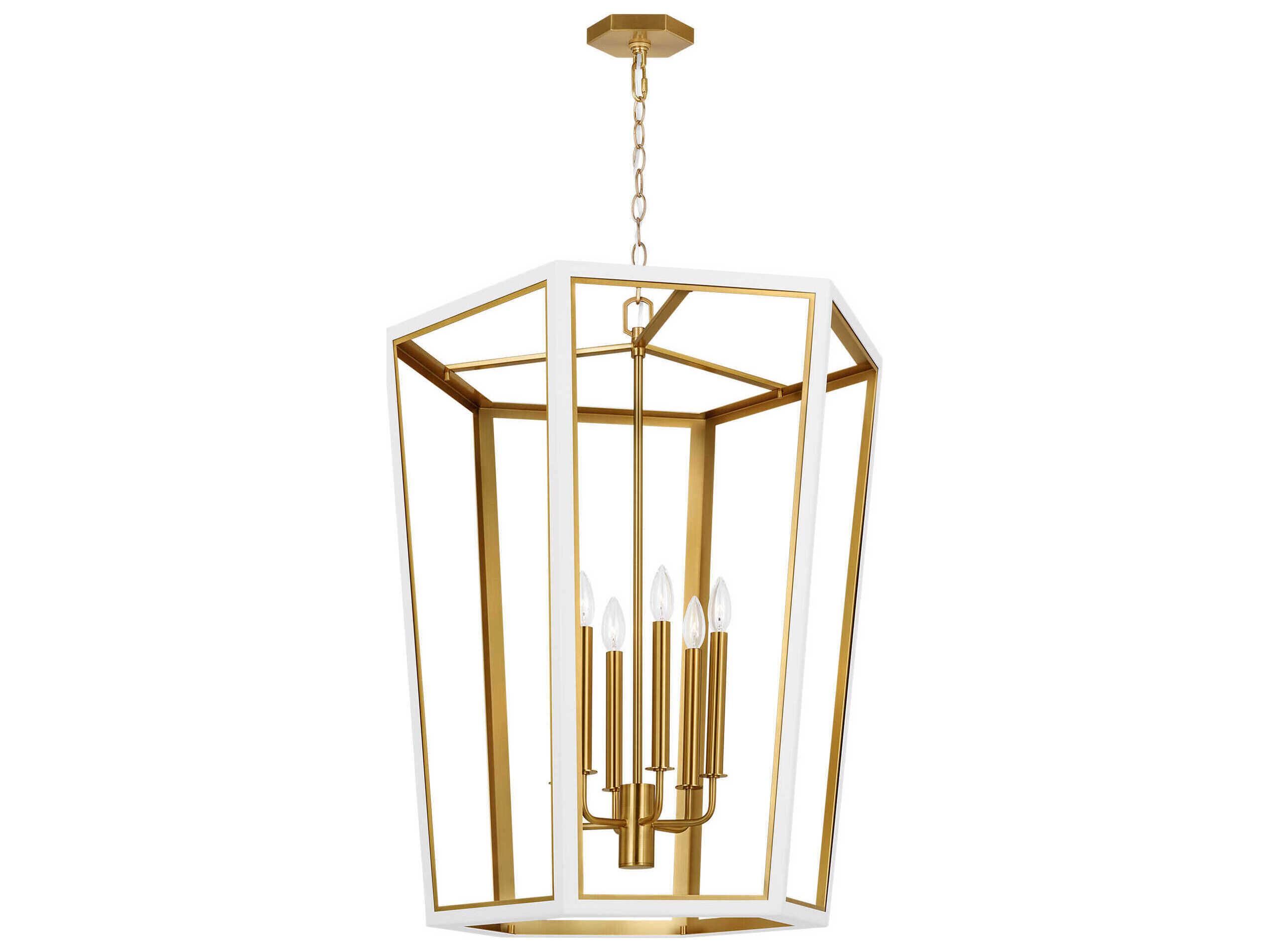 Visual Comfort Studio Curt 6-Light Matte White Lantern Chandelier