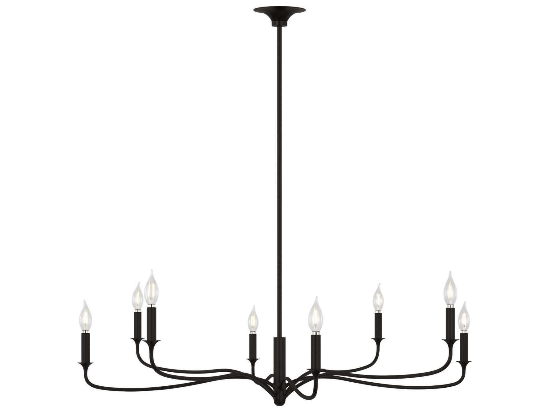 Visual Comfort Studio Chatsworth 8-Light Aged Iron Black Candelabra Chandelier
