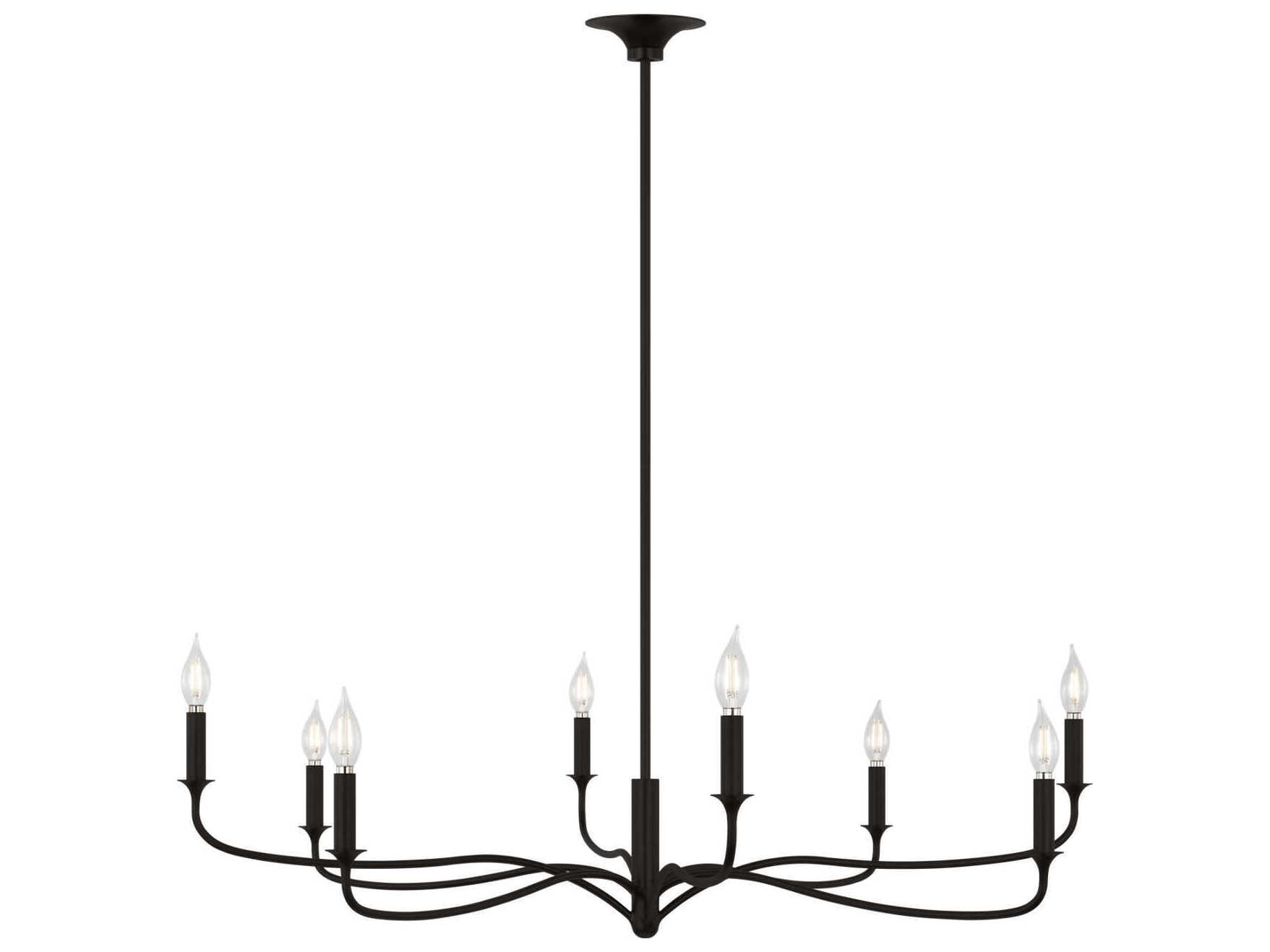 Visual Comfort Studio Chatsworth 8-Light Aged Iron Black Candelabra Chandelier