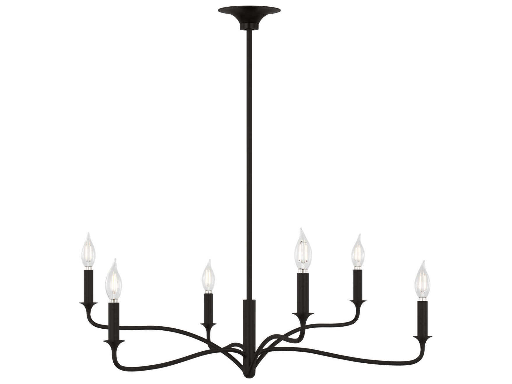Visual Comfort Studio Chatsworth 6-Light Aged Iron Black Candelabra Chandelier