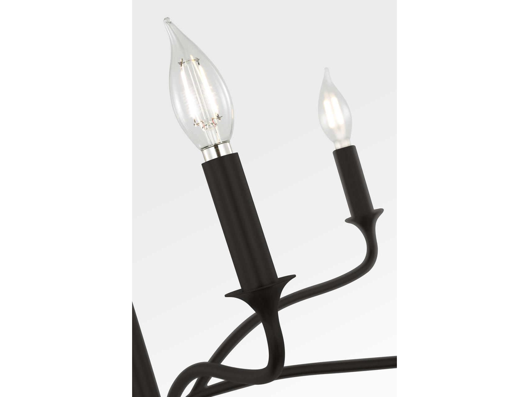 Visual Comfort Studio Chatsworth 6-Light Aged Iron Black Candelabra Chandelier