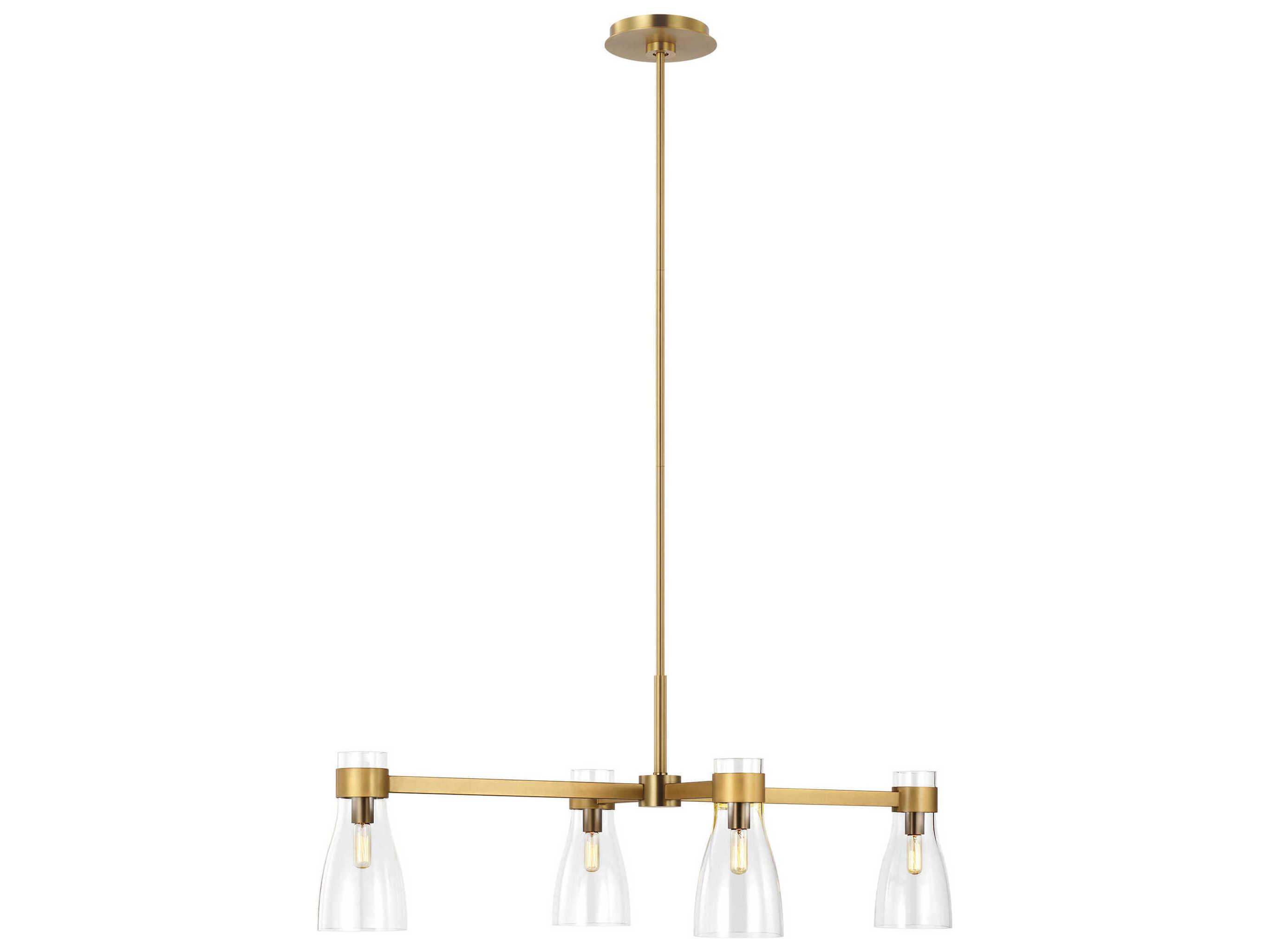 Visual Comfort Studio Moritz 4-Light Burnished Brass Linear Island Pendant