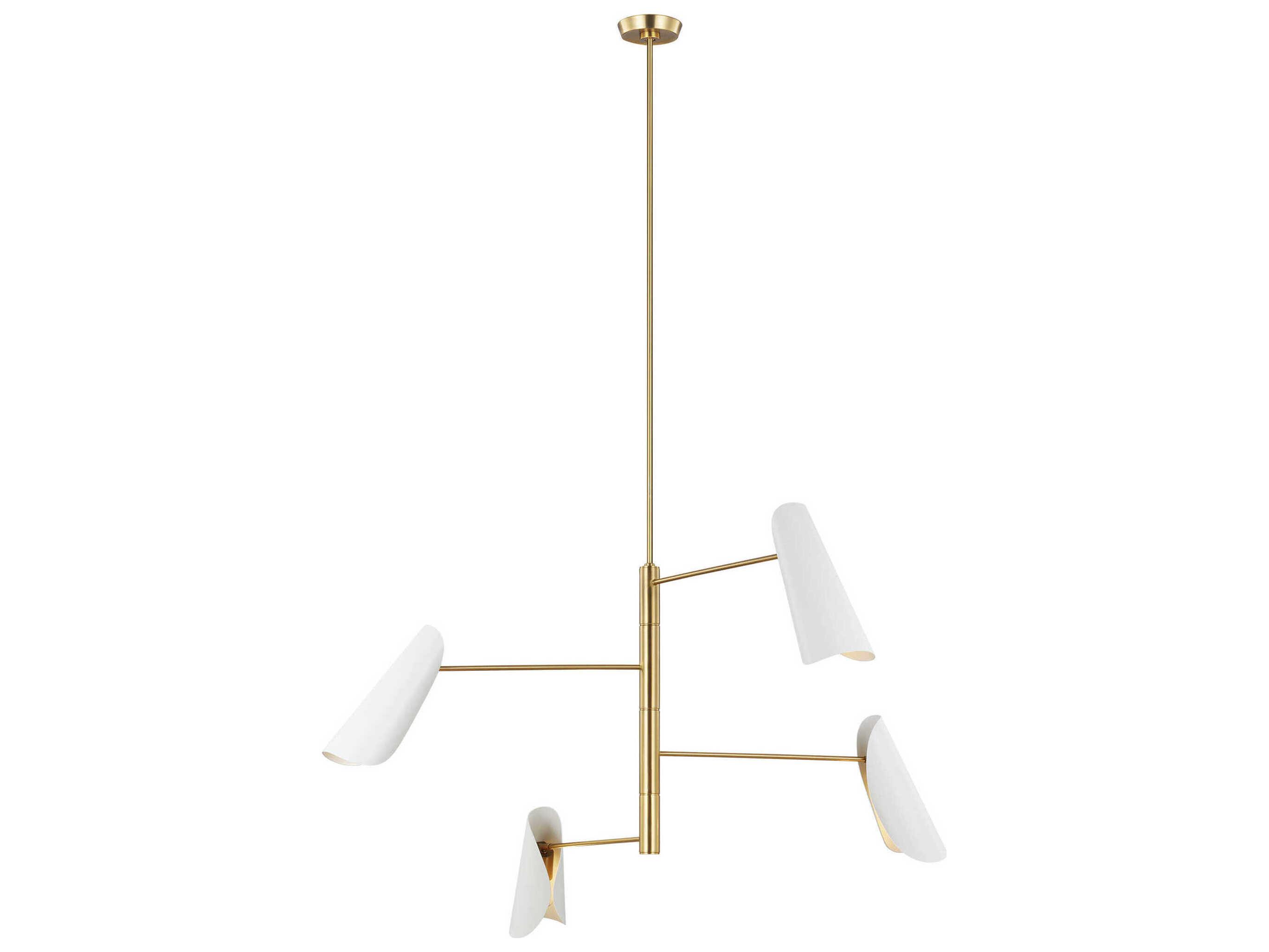 Visual Comfort Studio Tresa 4-Light Matte White Burnished Brass Chandelier