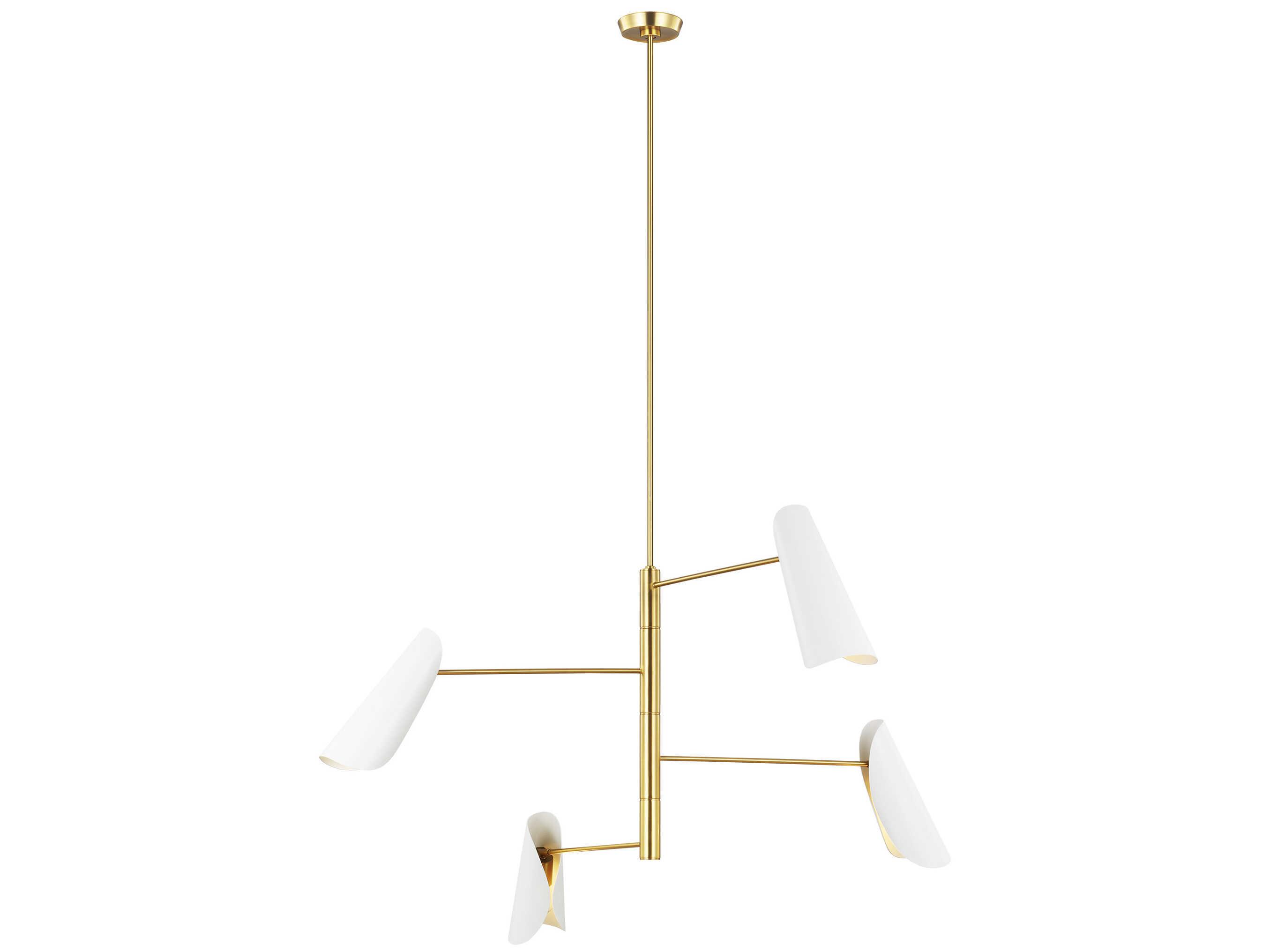 Visual Comfort Studio Tresa 4-Light Matte White Burnished Brass Chandelier