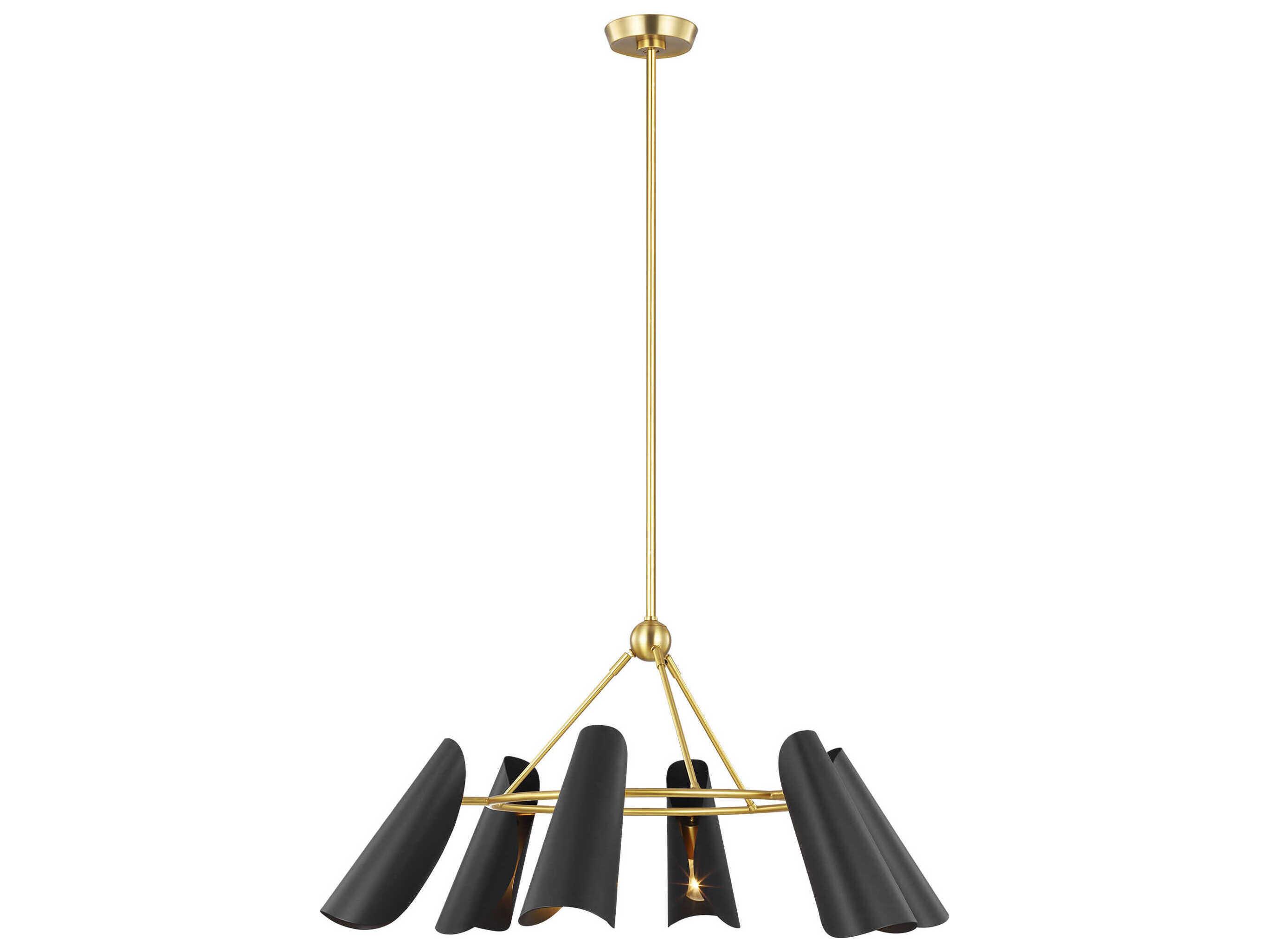 Visual Comfort Studio Tresa 6-Light Midnight Black Burnished Brass Chandelier