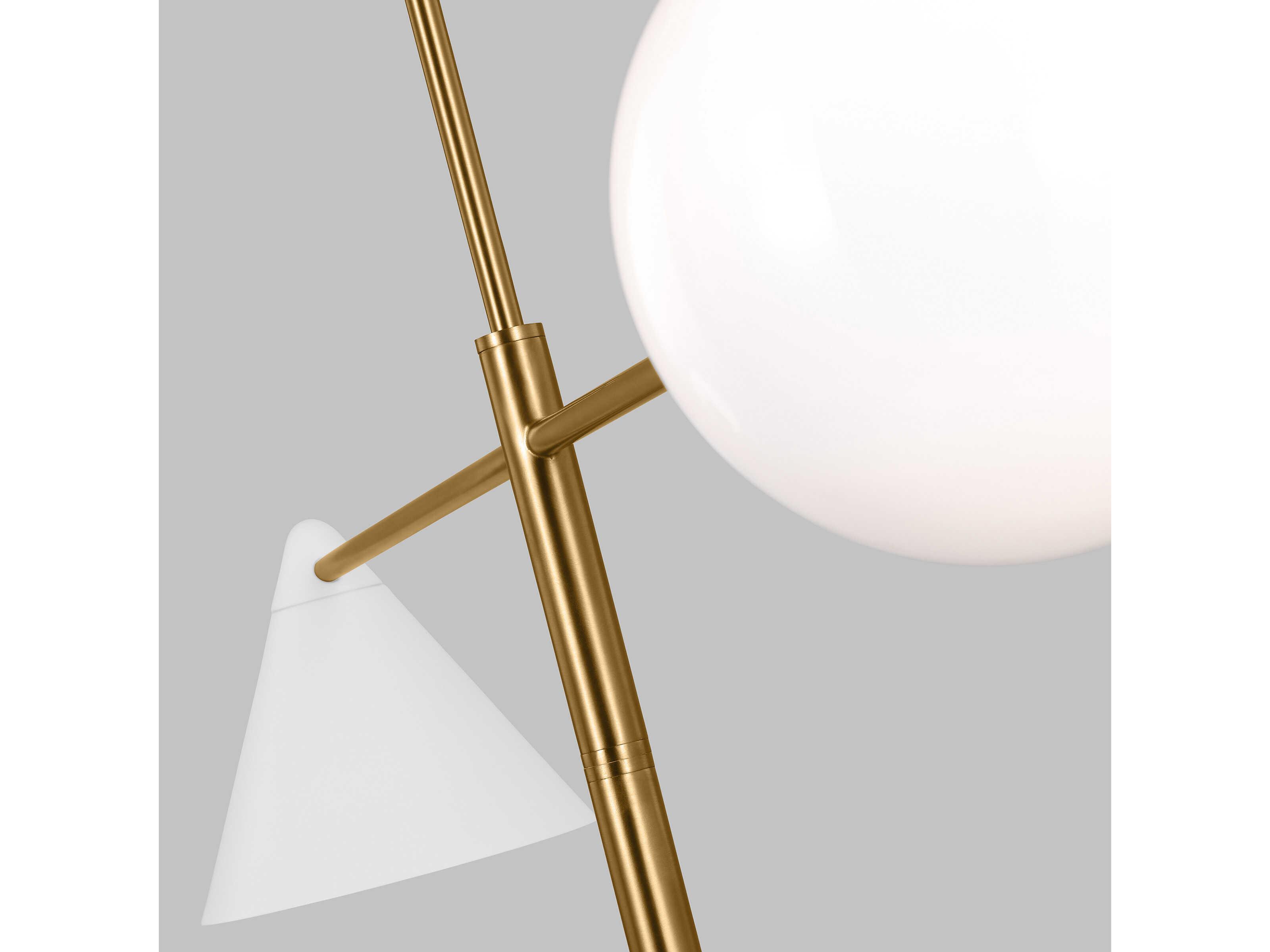 Visual Comfort Studio Cosmo 4-Light Matte White Burnished Brass Globe Geometric Tiered Chandelier