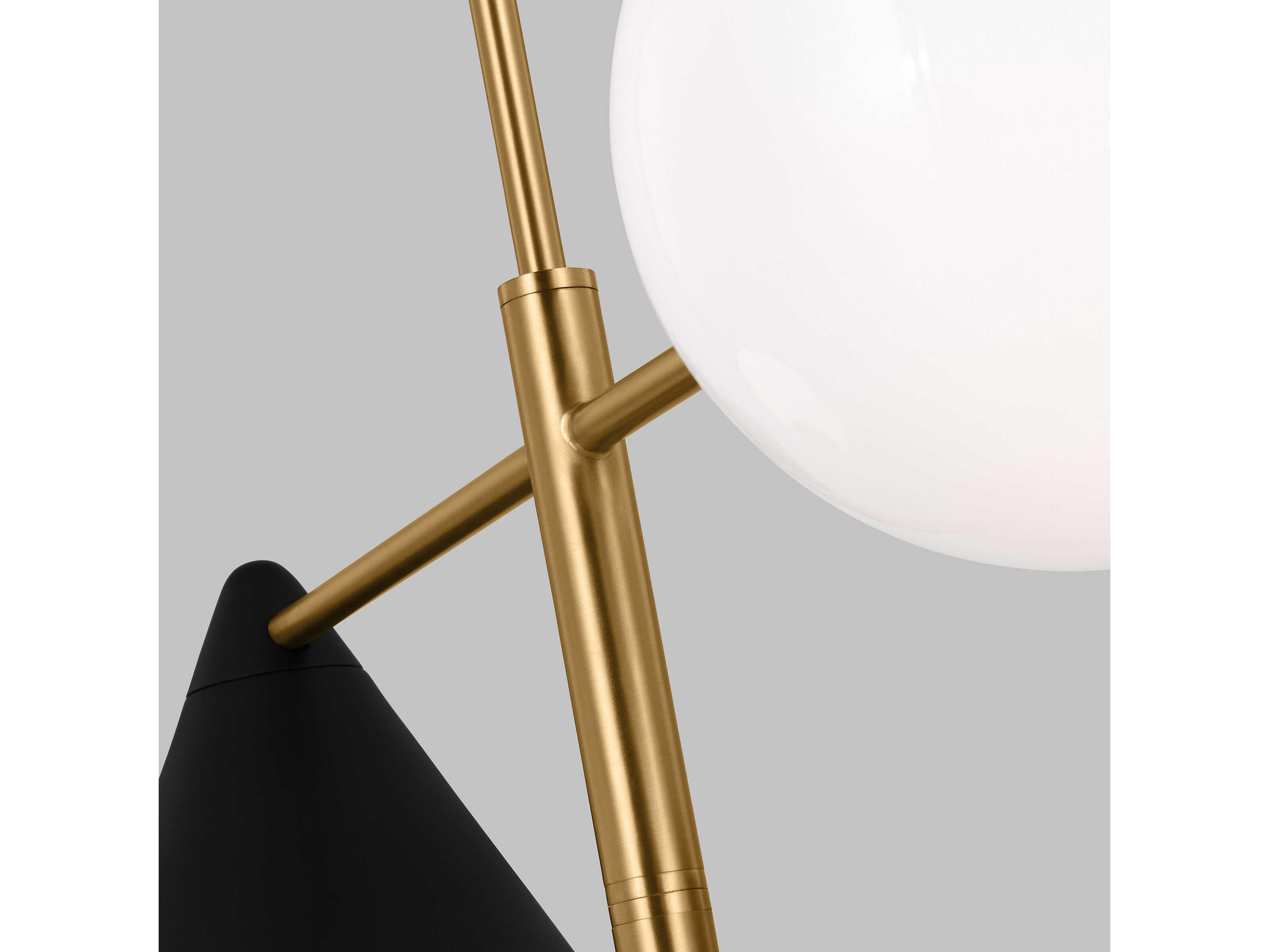 Visual Comfort Studio Cosmo 4-Light Midnight Black Burnished Brass Globe Geometric Tiered Chandelier