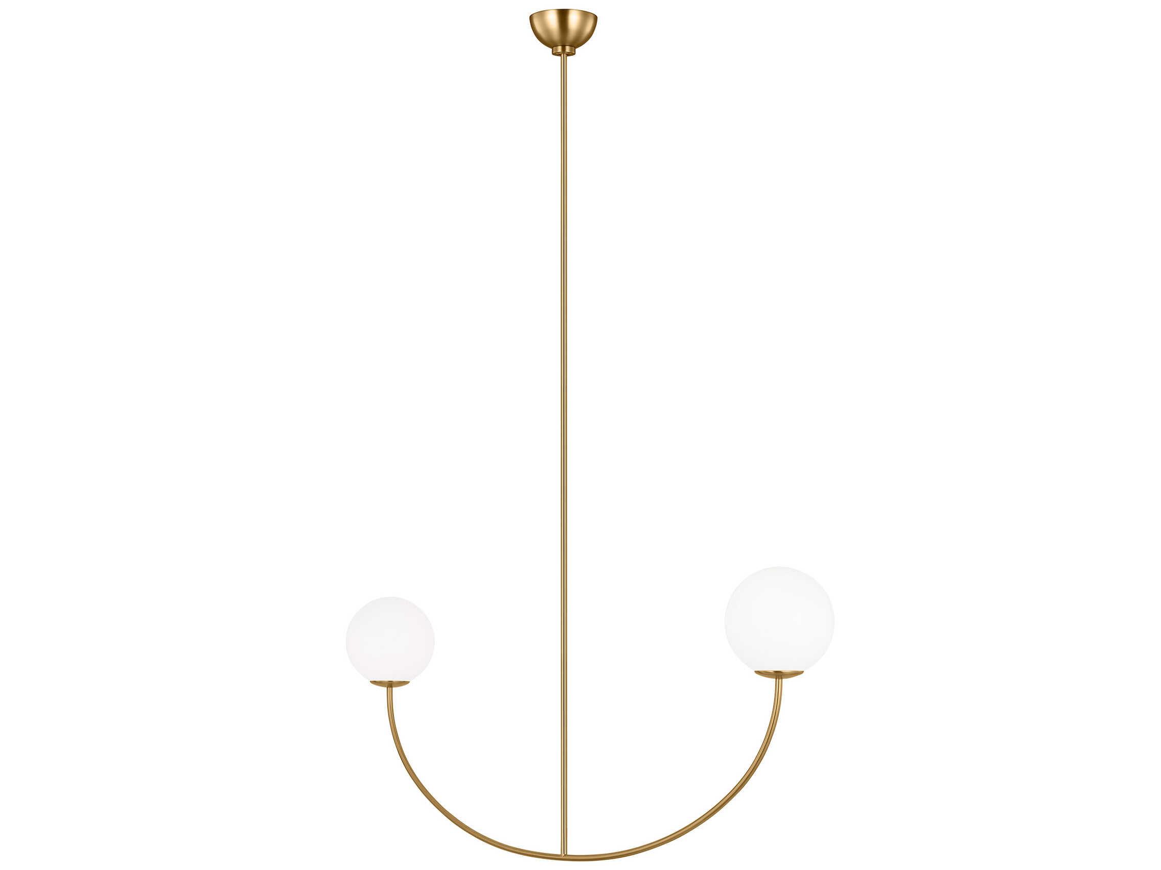 Visual Comfort Studio Galassia 2-Light Burnished Brass Globe Linear Island Pendant