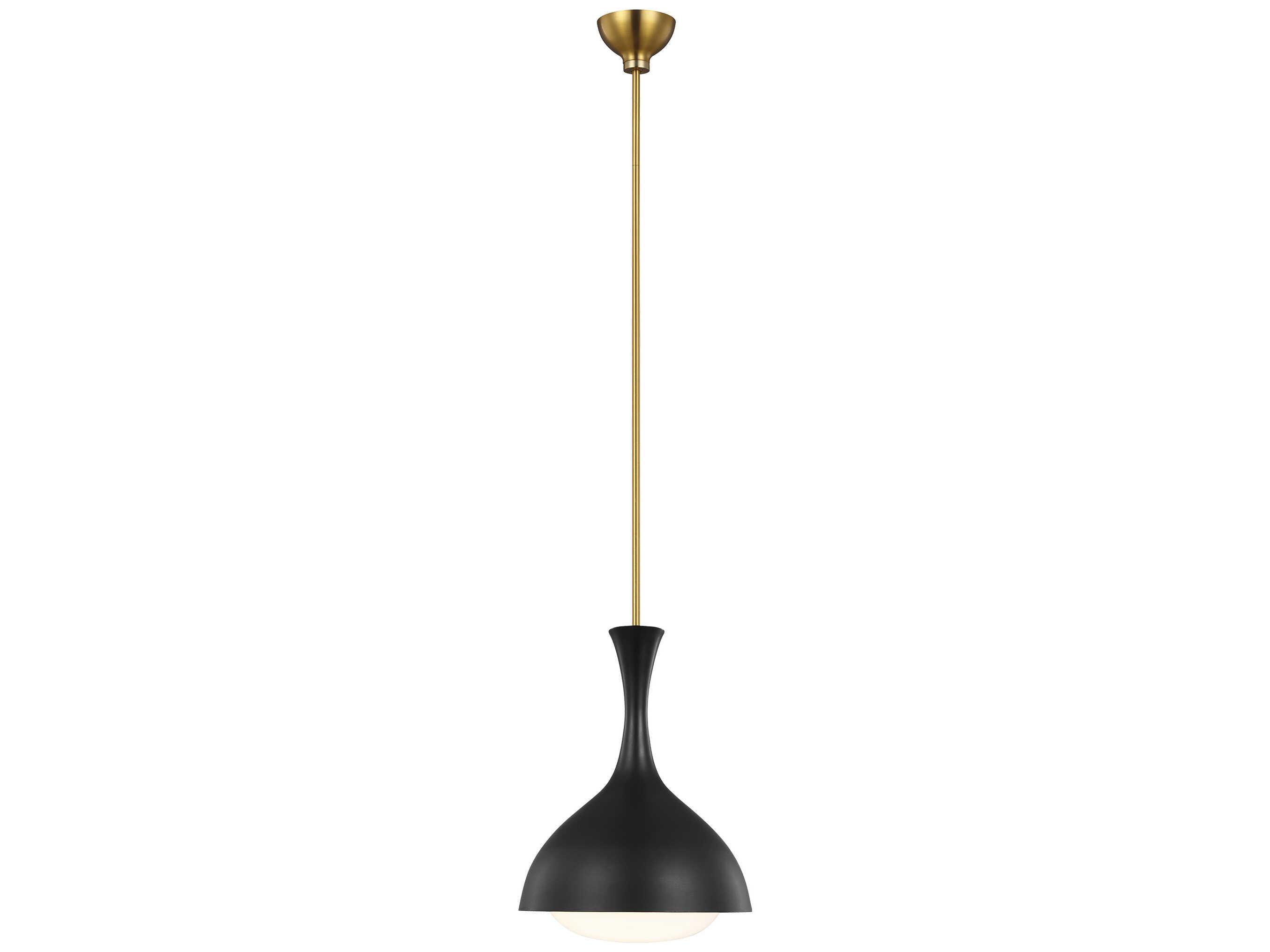 Visual Comfort Studio Lucerne 1-Light Midnight Black Burnished Brass Dome Mini Pendant