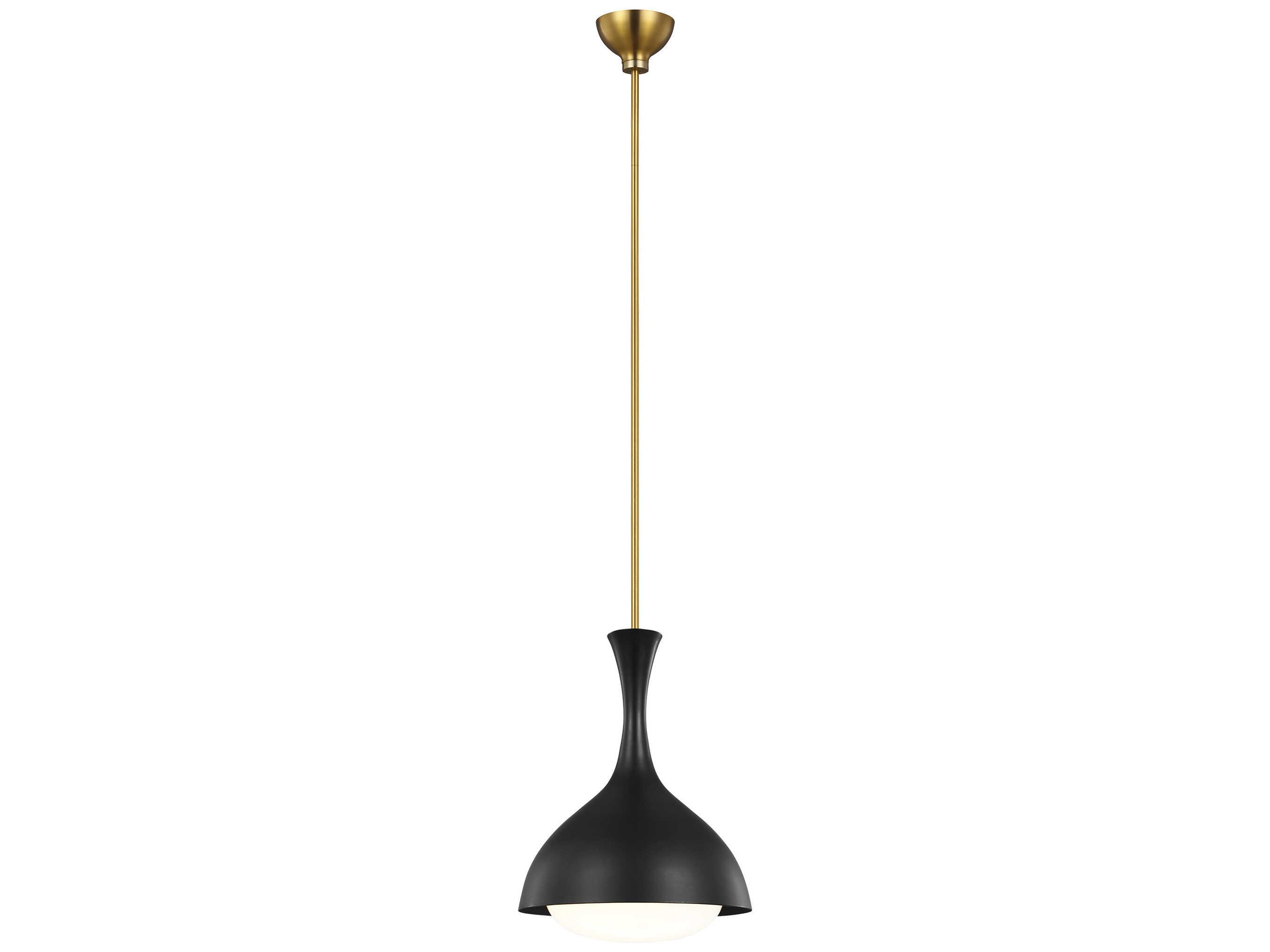 Visual Comfort Studio Lucerne 1-Light Midnight Black Burnished Brass Dome Mini Pendant