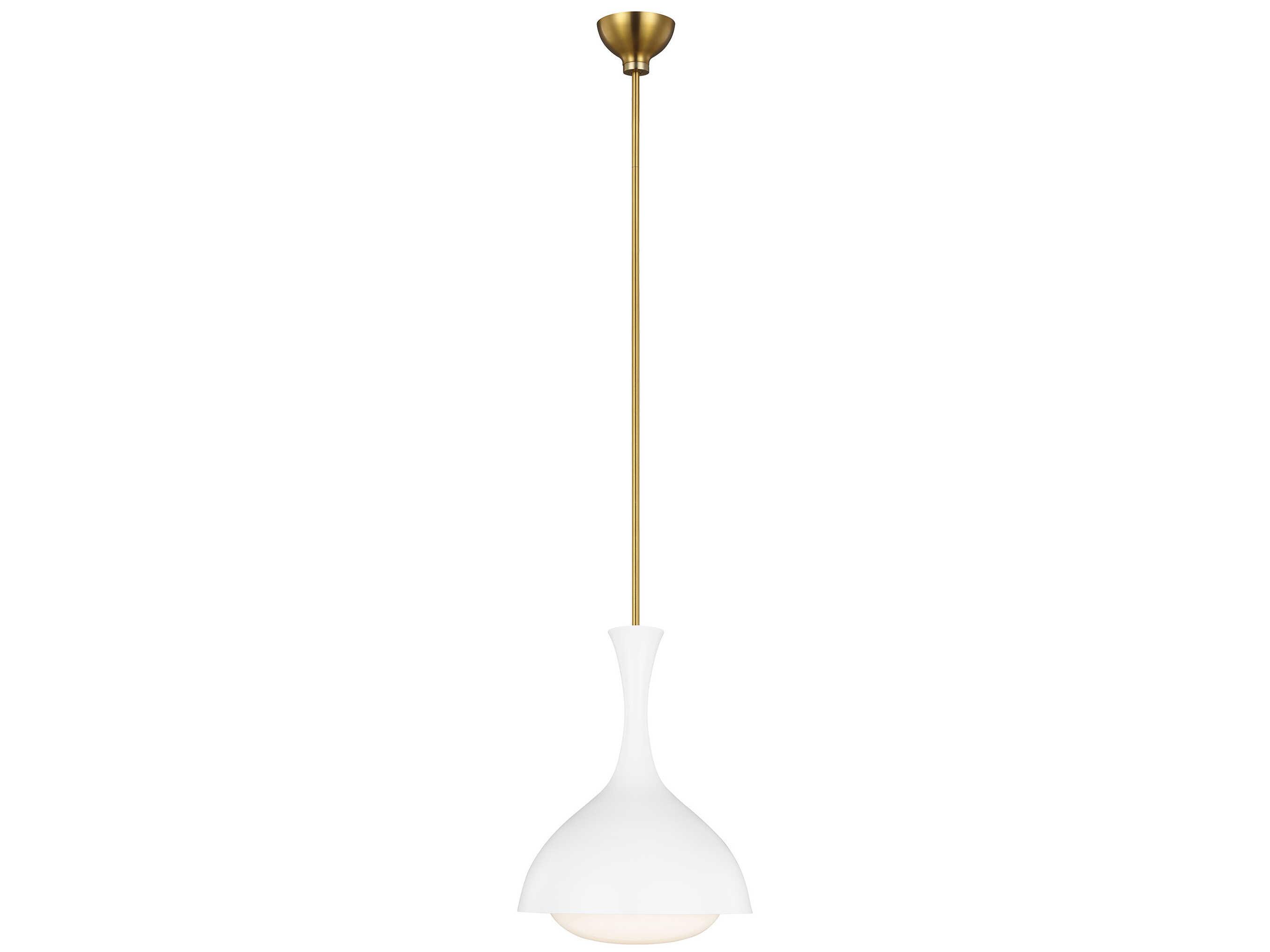 Visual Comfort Studio Lucerne 1-Light Matte White Burnished Brass Dome Mini Pendant