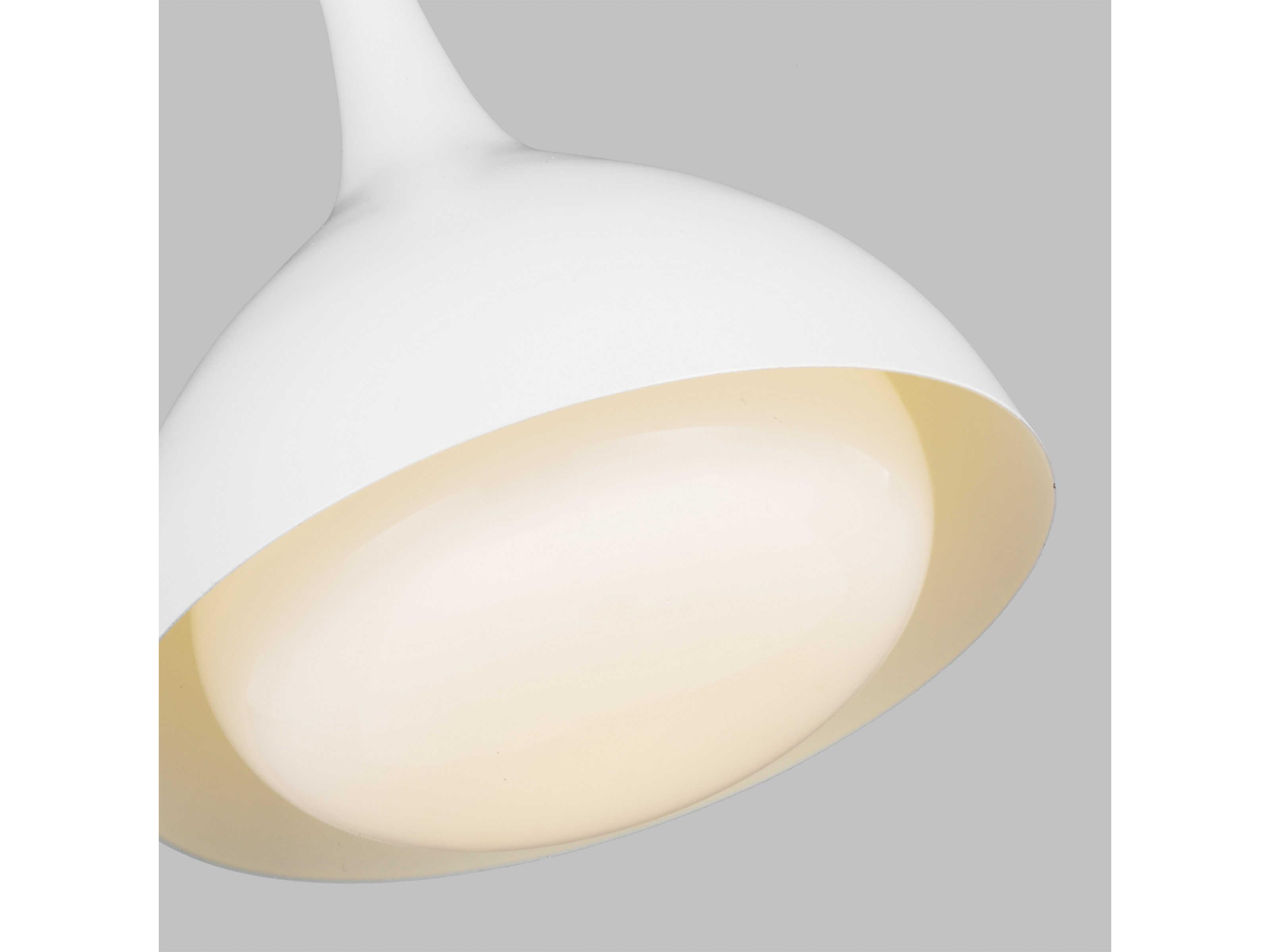 Visual Comfort Studio Lucerne 1-Light Matte White Burnished Brass Dome Mini Pendant
