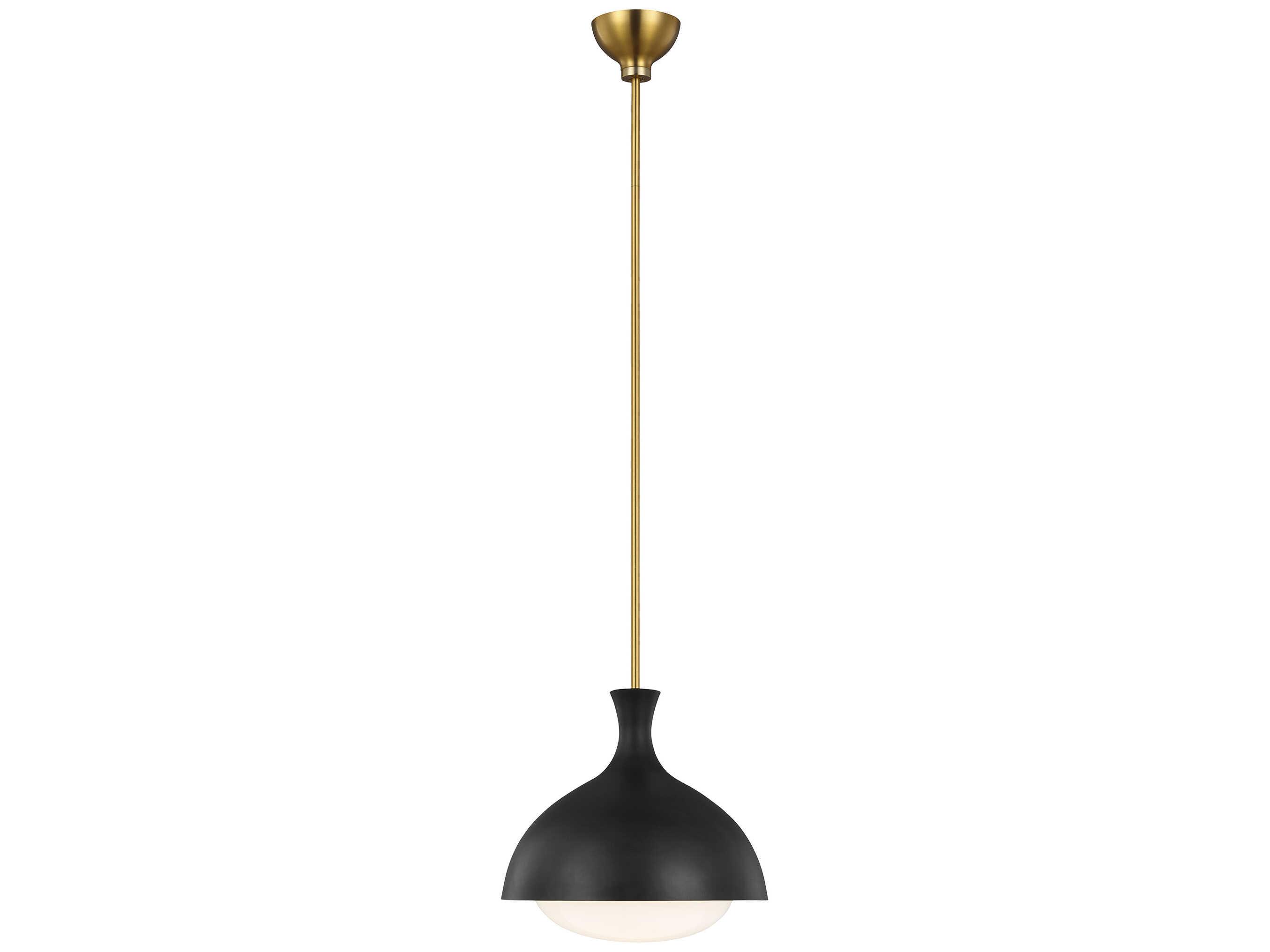 Visual Comfort Studio Lucerne 1-Light Midnight Black Burnished Brass Dome Mini Pendant