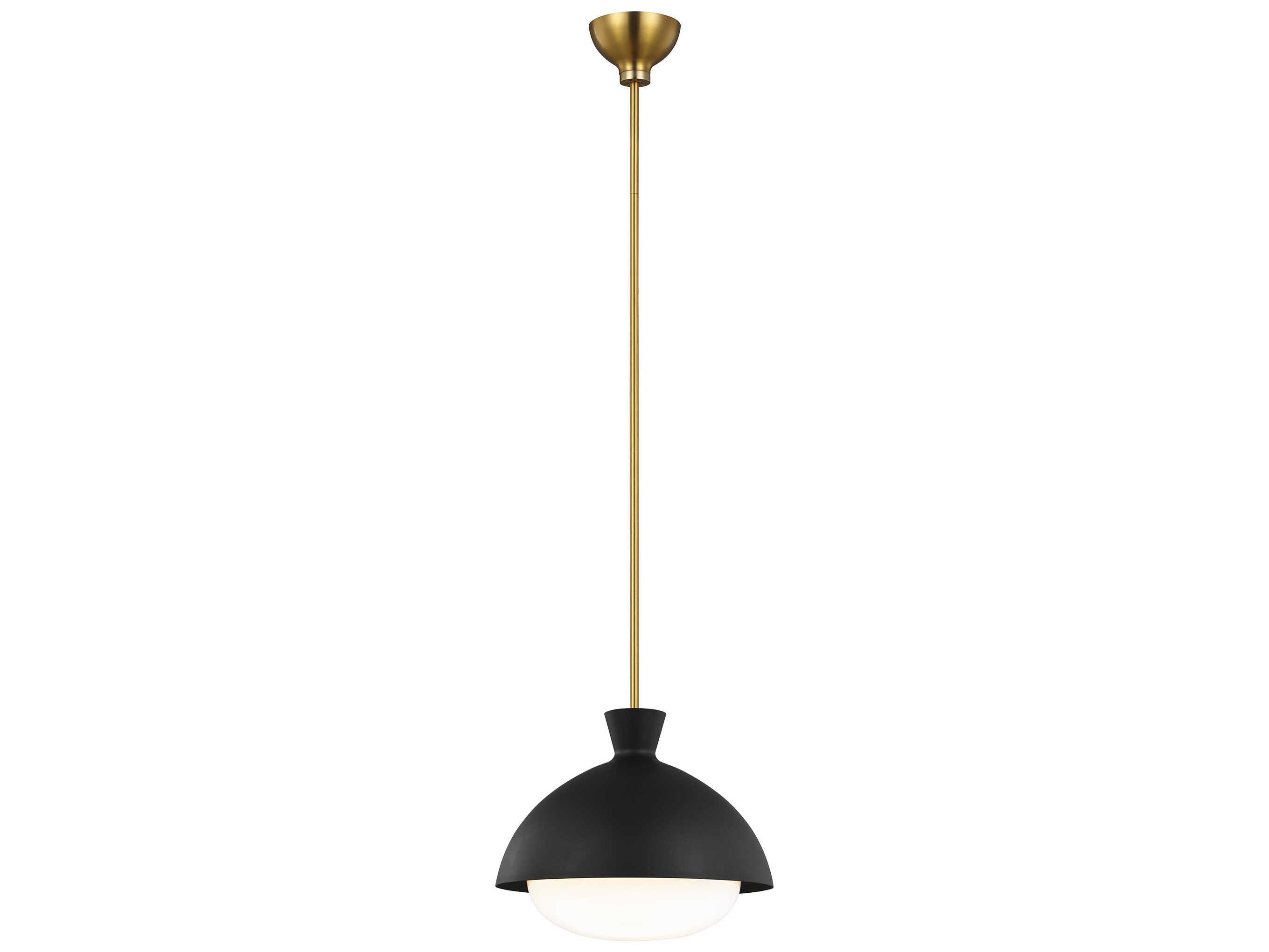Visual Comfort Studio Lucerne 1-Light Midnight Black Burnished Brass Dome Pendant