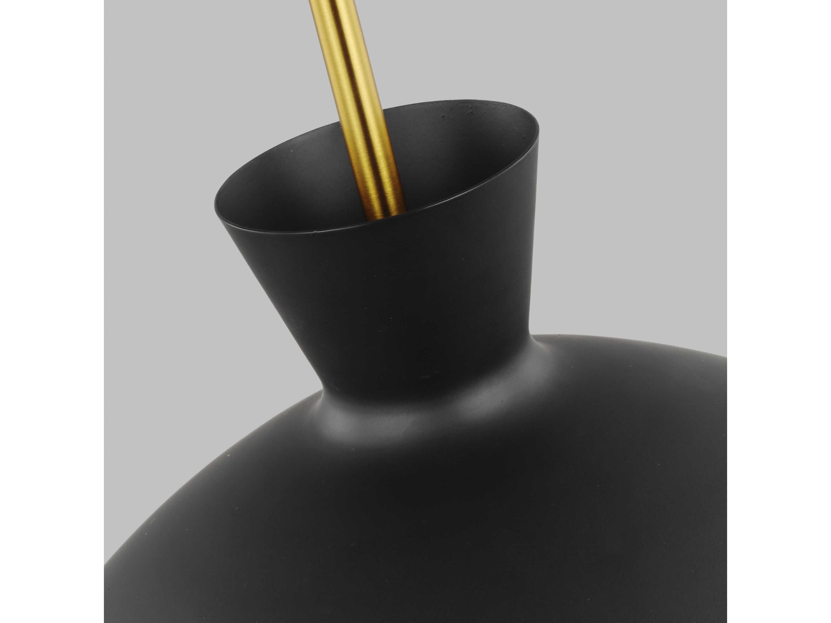 Visual Comfort Studio Lucerne 1-Light Midnight Black Burnished Brass Dome Pendant