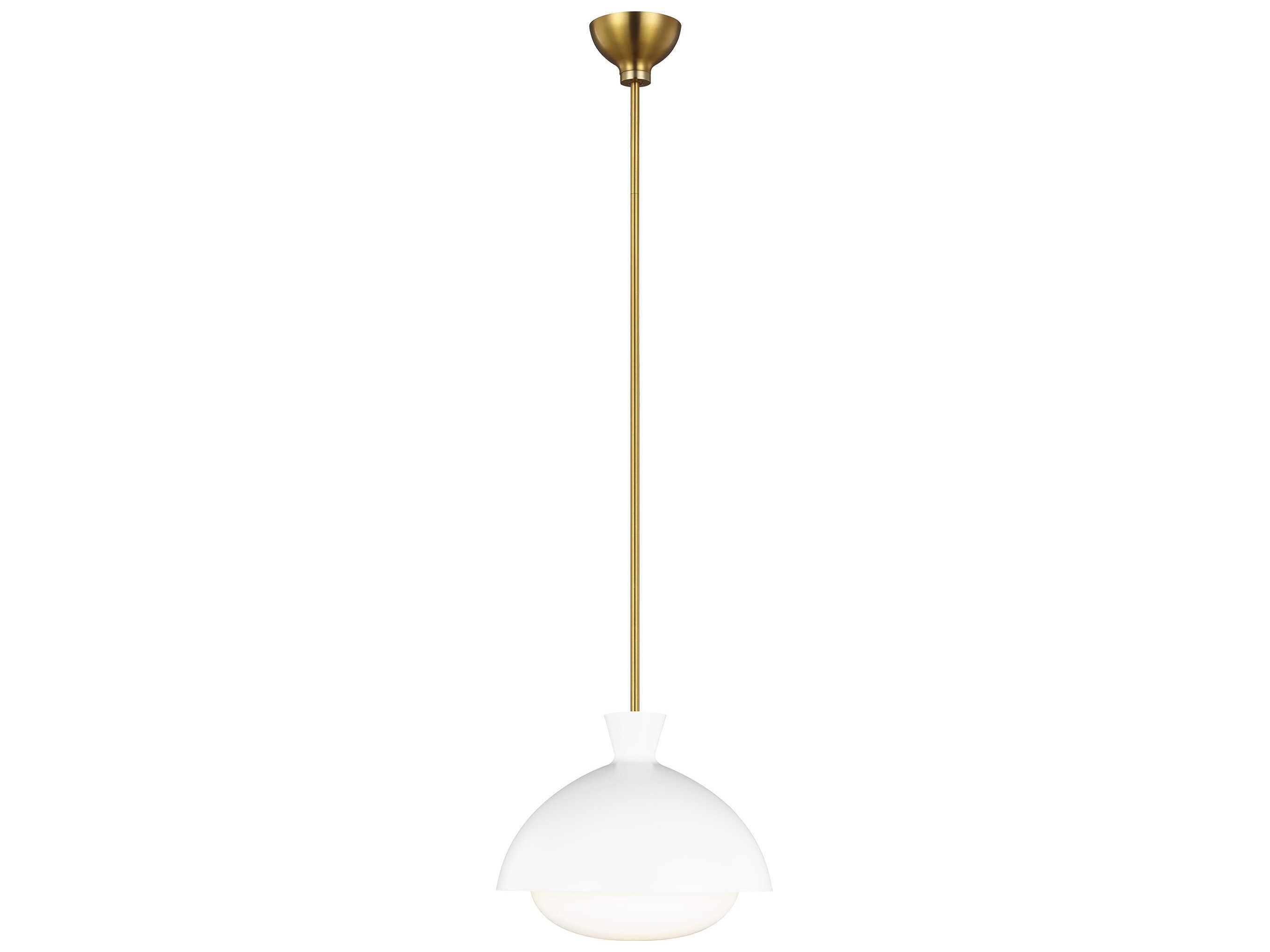 Visual Comfort Studio Lucerne 1-Light Matte White Burnished Brass Dome Pendant