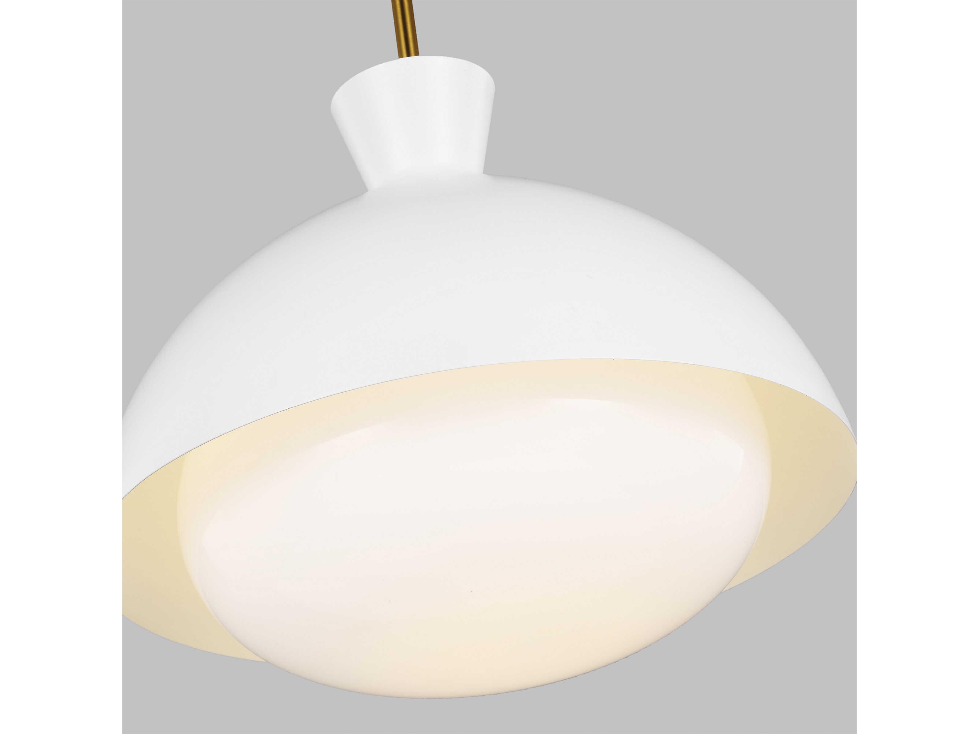 Visual Comfort Studio Lucerne 1-Light Matte White Burnished Brass Dome Pendant