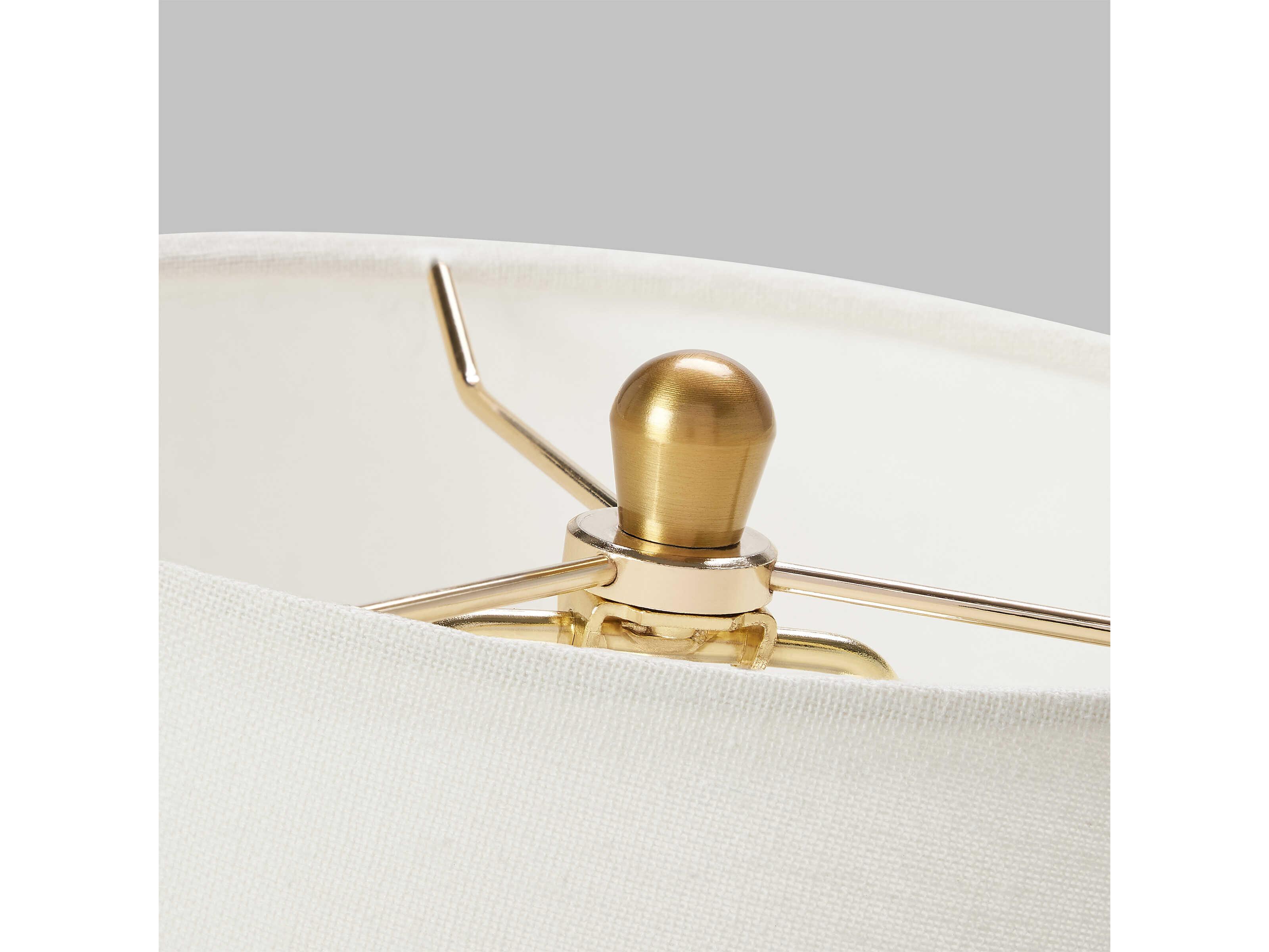 Visual Comfort Studio Ornella Green White Linen Fabric Table Lamp