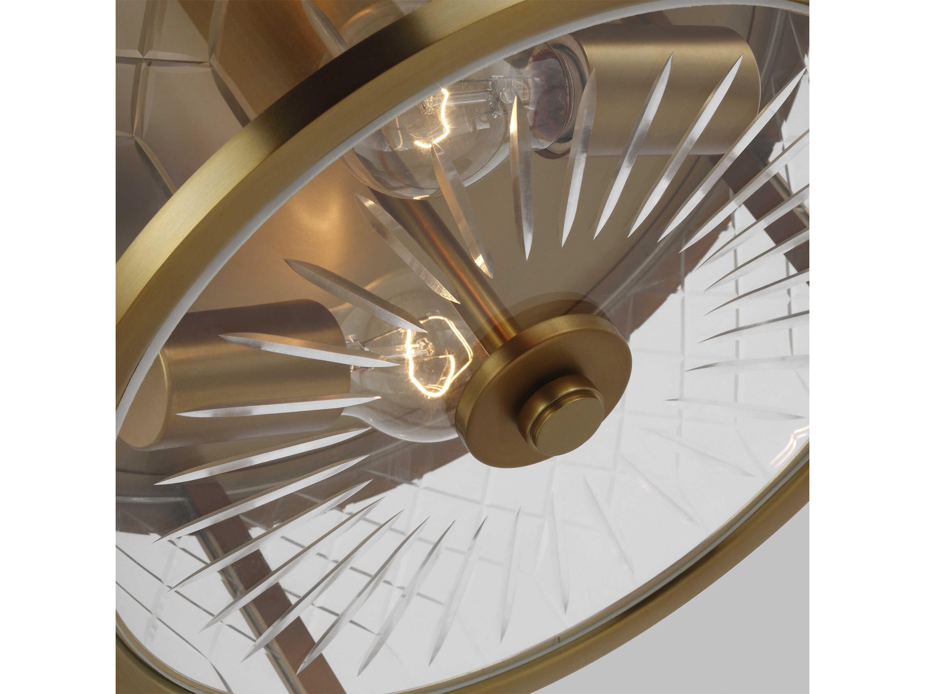 Visual Comfort Studio Alec 2-Light Burnished Brass Drum Flush Mount