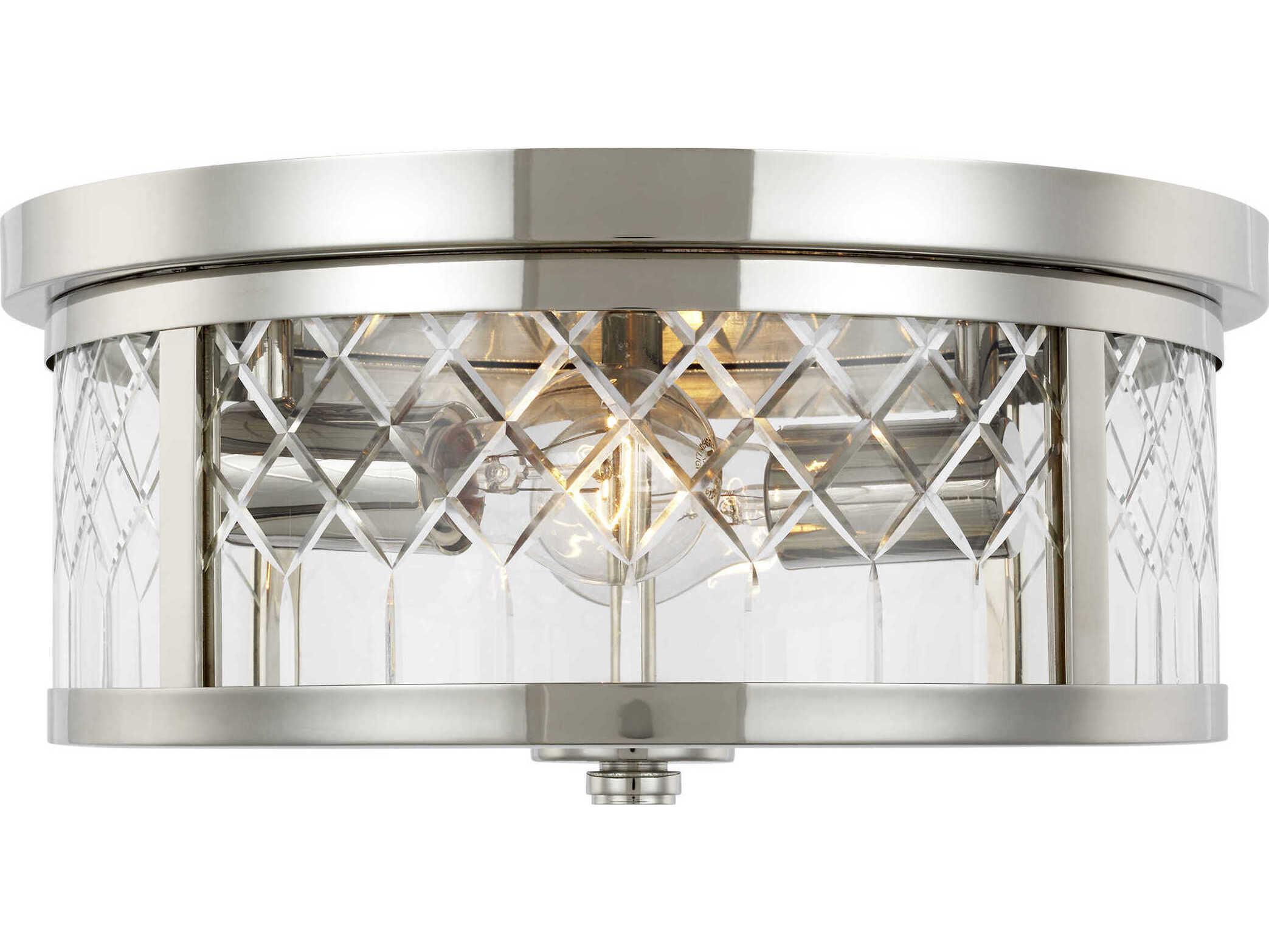 Visual Comfort Studio Alec 2-Light Polished Nickel Drum Flush Mount