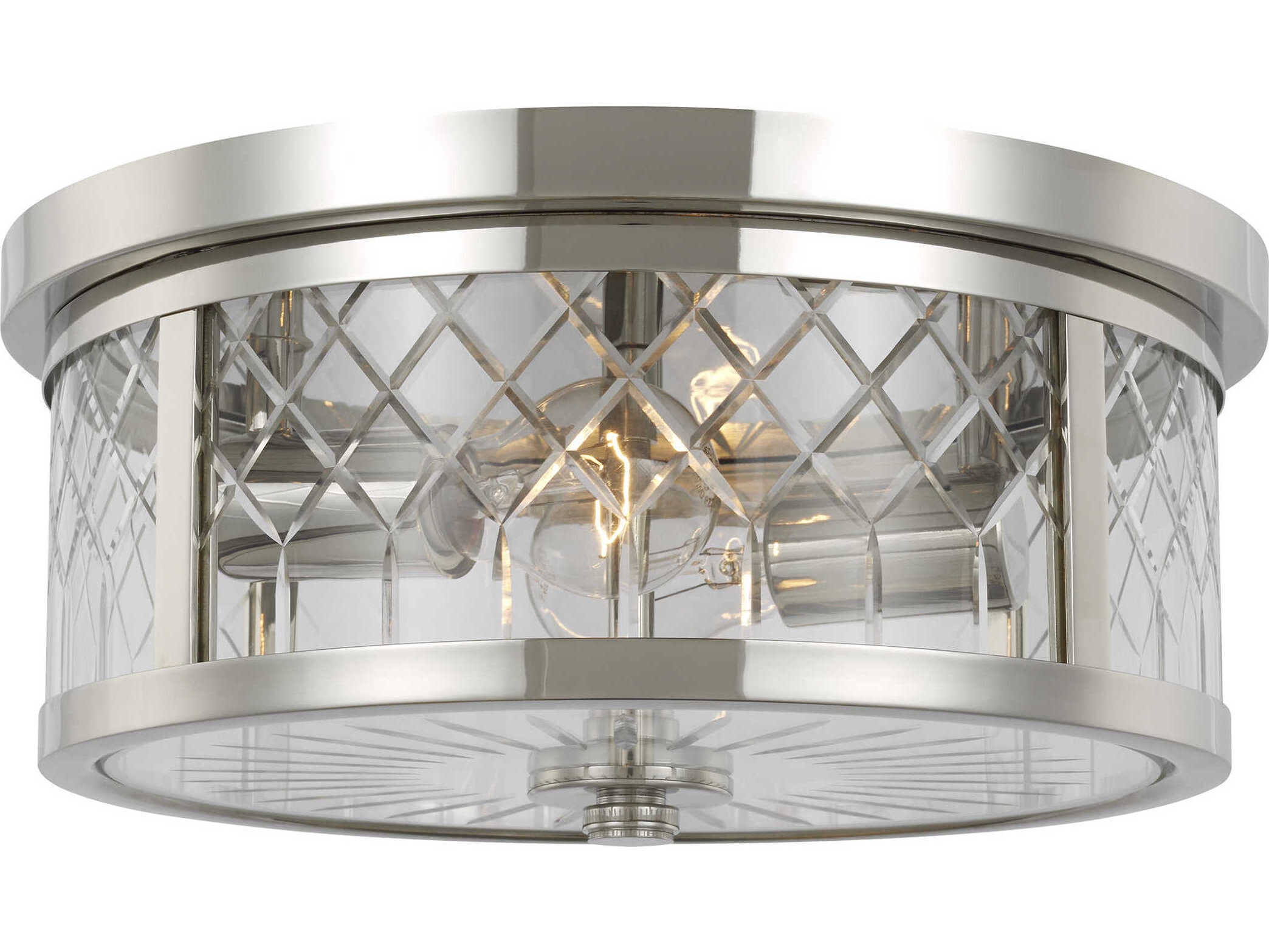 Visual Comfort Studio Alec 2-Light Polished Nickel Drum Flush Mount