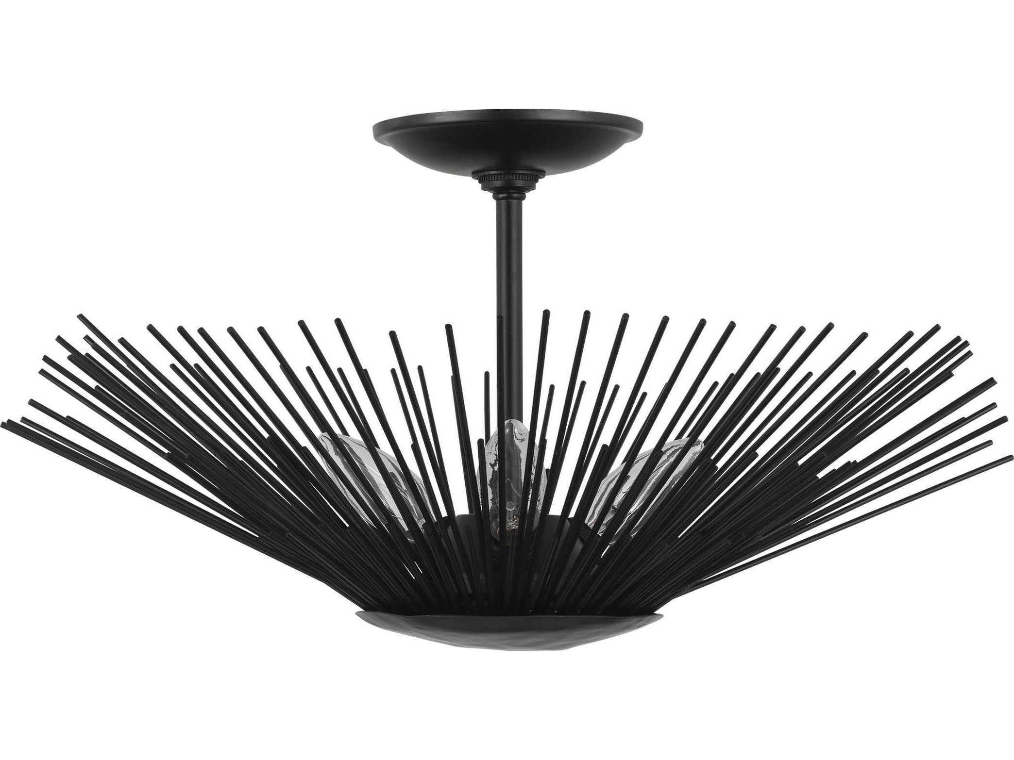 Visual Comfort Studio Helios 3-Light Aged Iron Black Semi Flush Mount